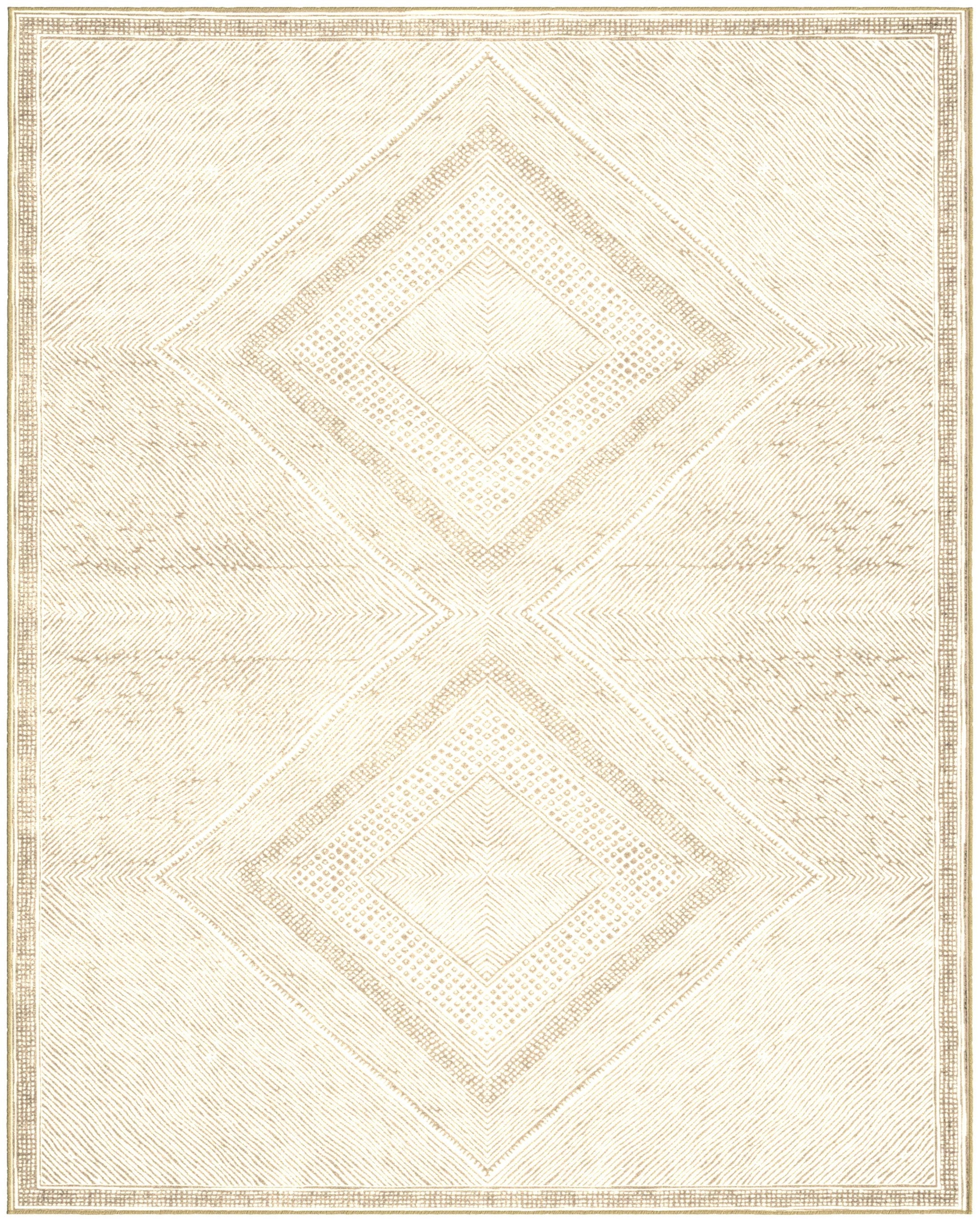 Benzara Beige and White Viscose Area Rug 8x10