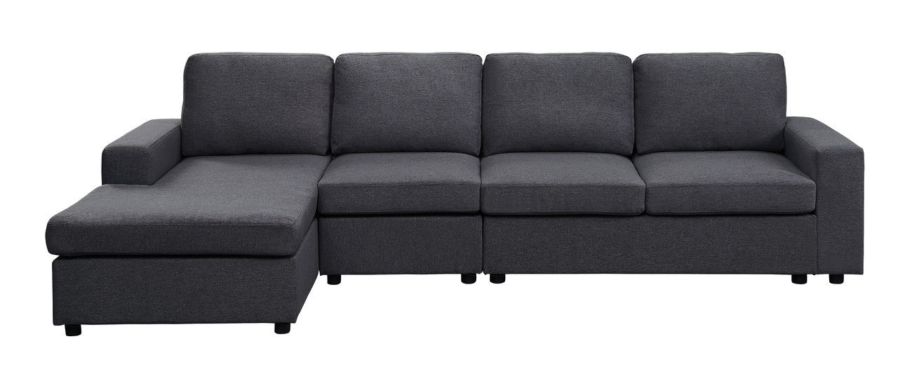 Bailey 120.5" Sofa with Reversible Chaise in Dark Gray Linen