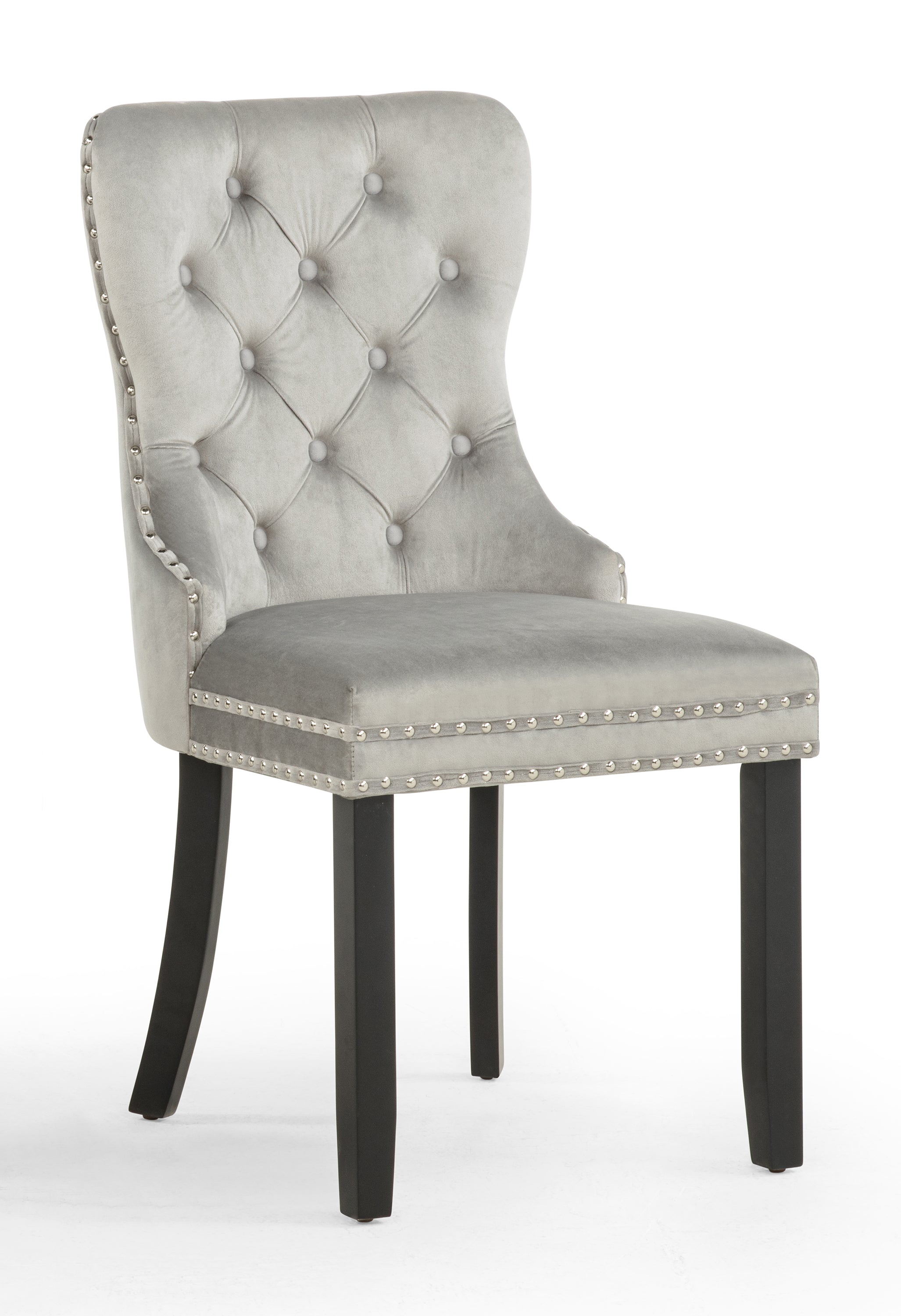 Arabella Light Gray Velvet Tufted Dining Chairs, Set of 2, view 2