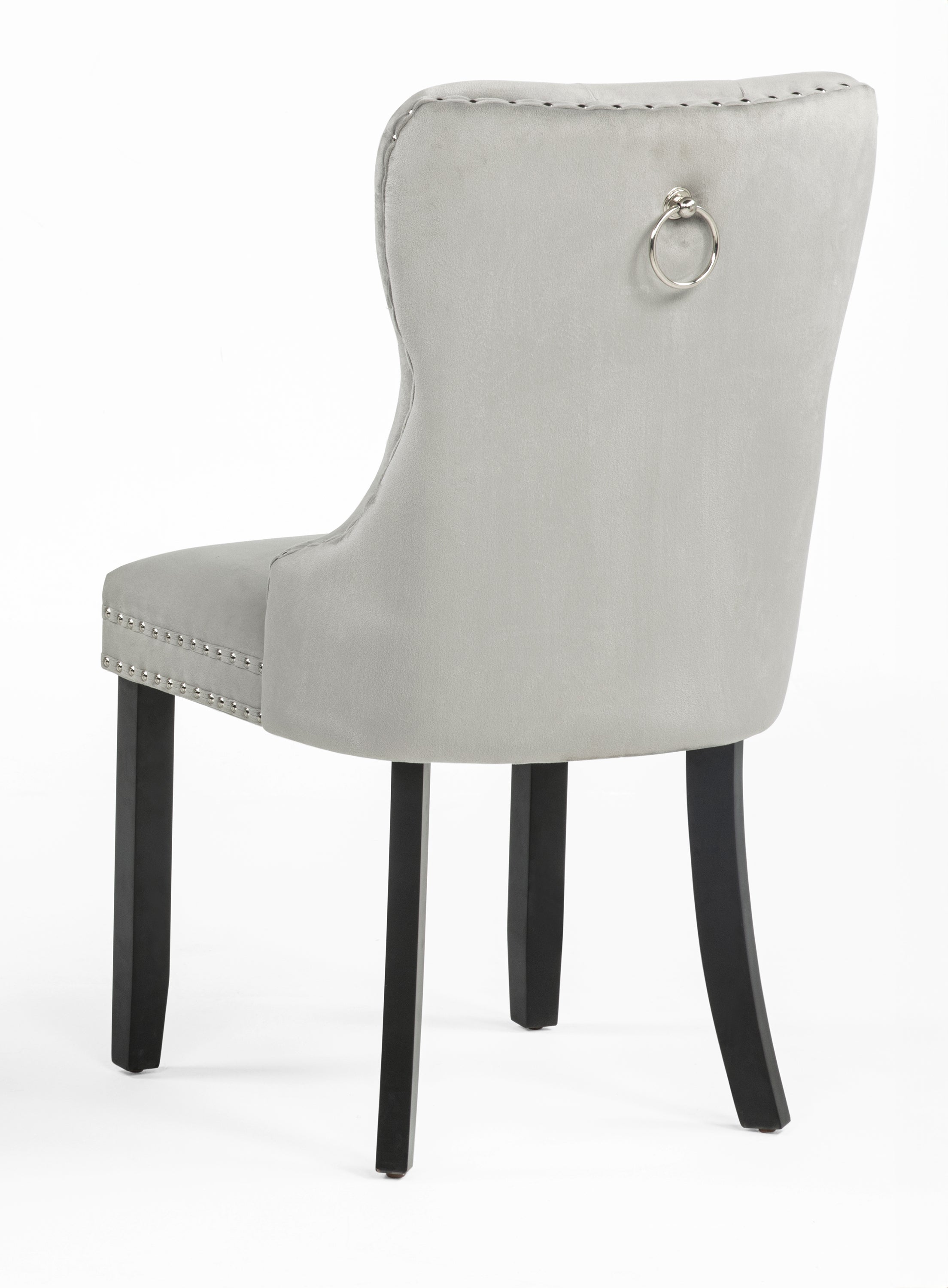 Arabella Light Gray Velvet Tufted Dining Chairs, Set of 2, view 3