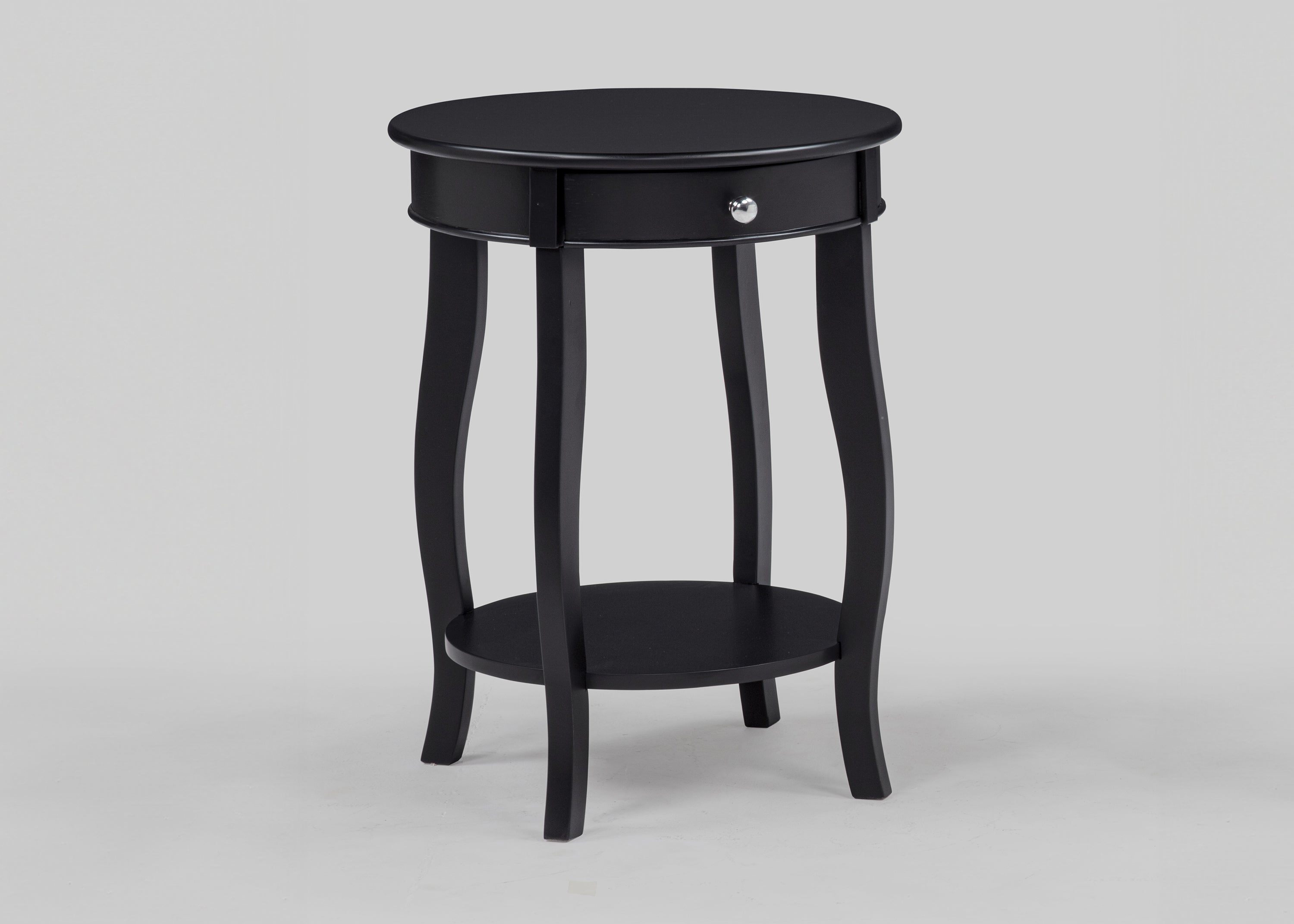 Jacie Black Round Chairside Table with Drawer