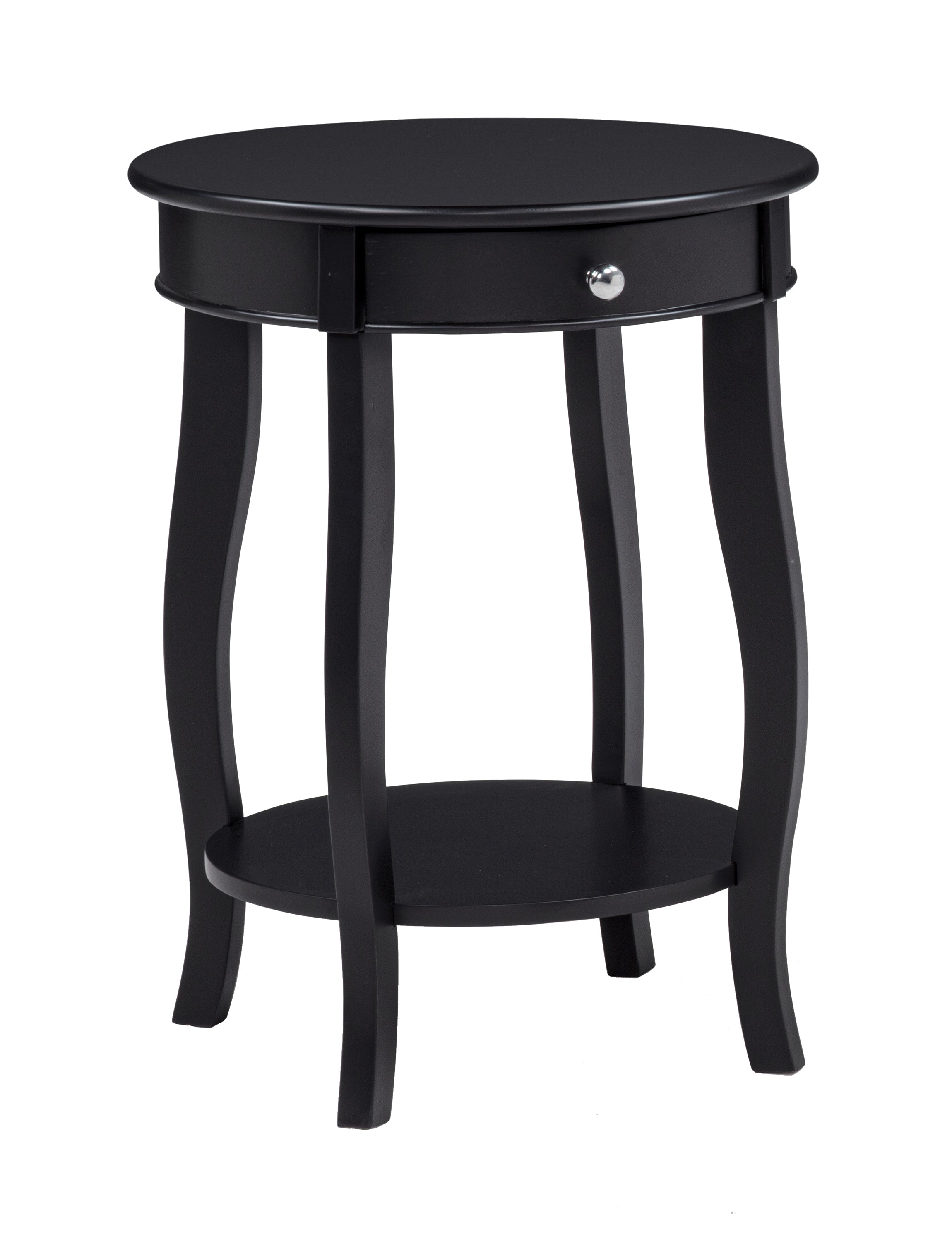 Jacie Black Round Chairside Table with Drawer, view 2