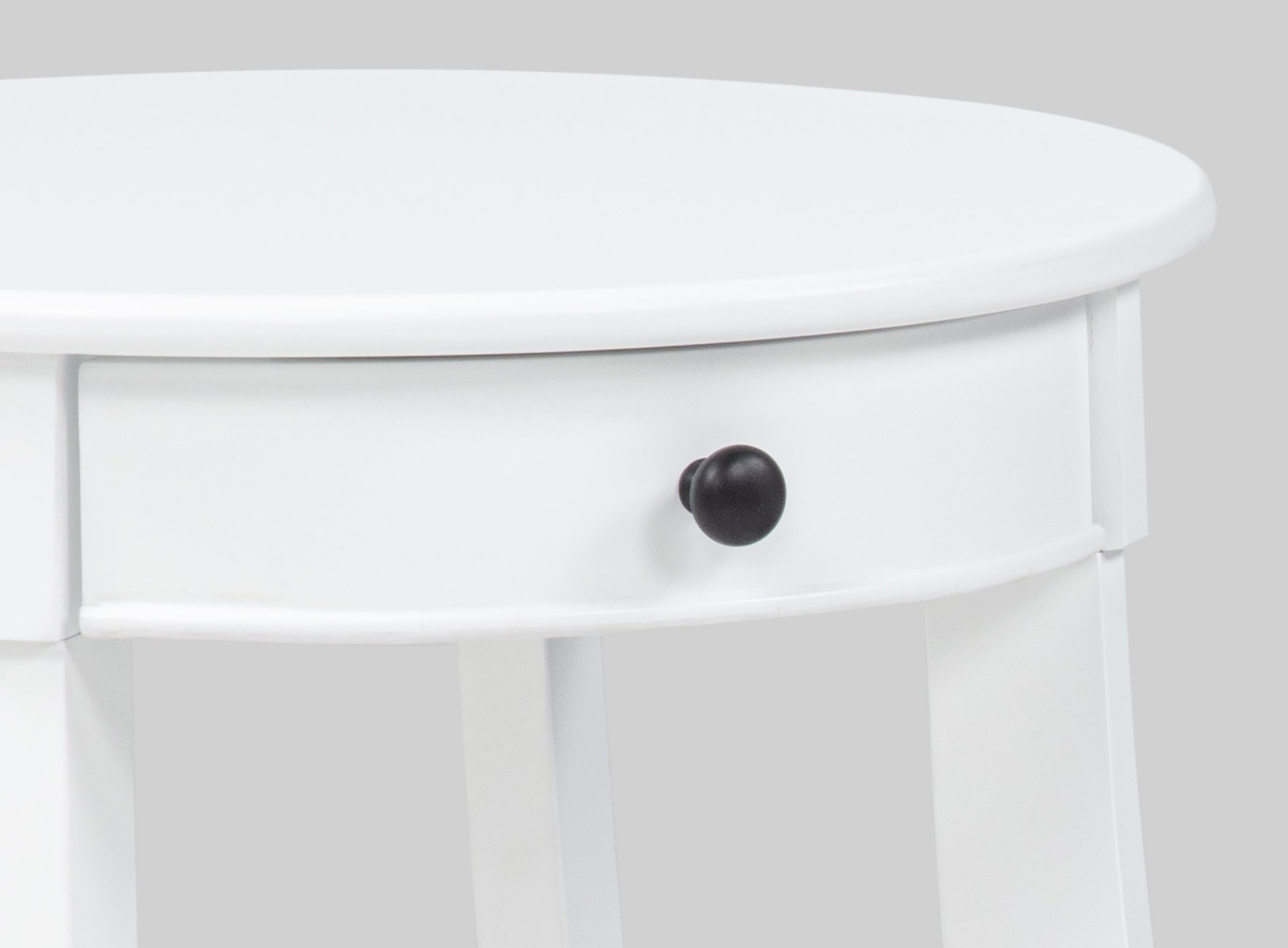 Jacie White Round Chairside Table with Drawer, view 2