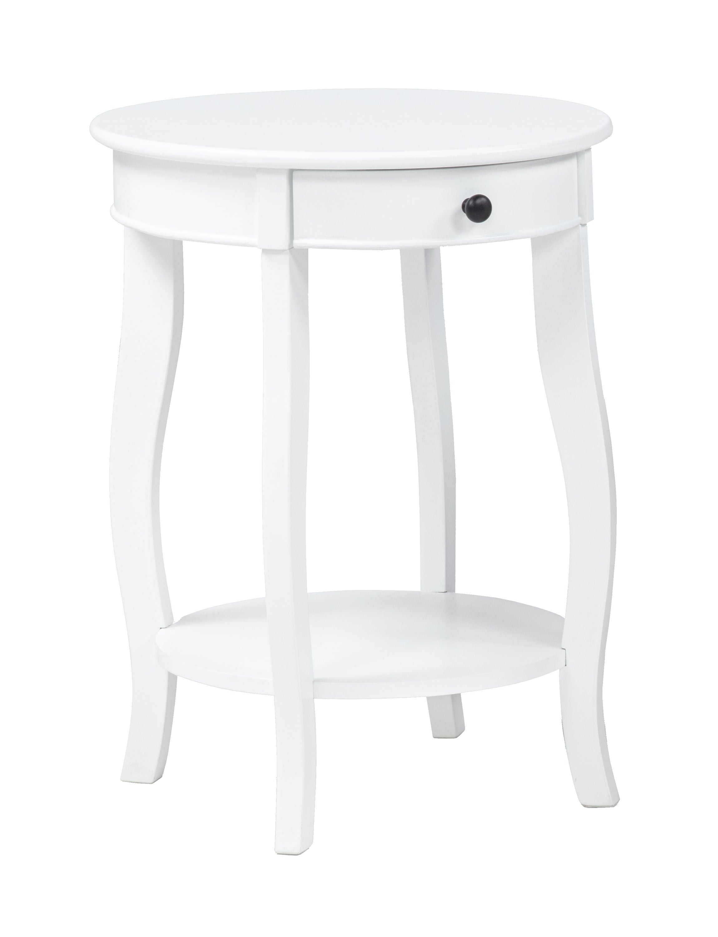 Jacie White Round Chairside Table with Drawer, view 4
