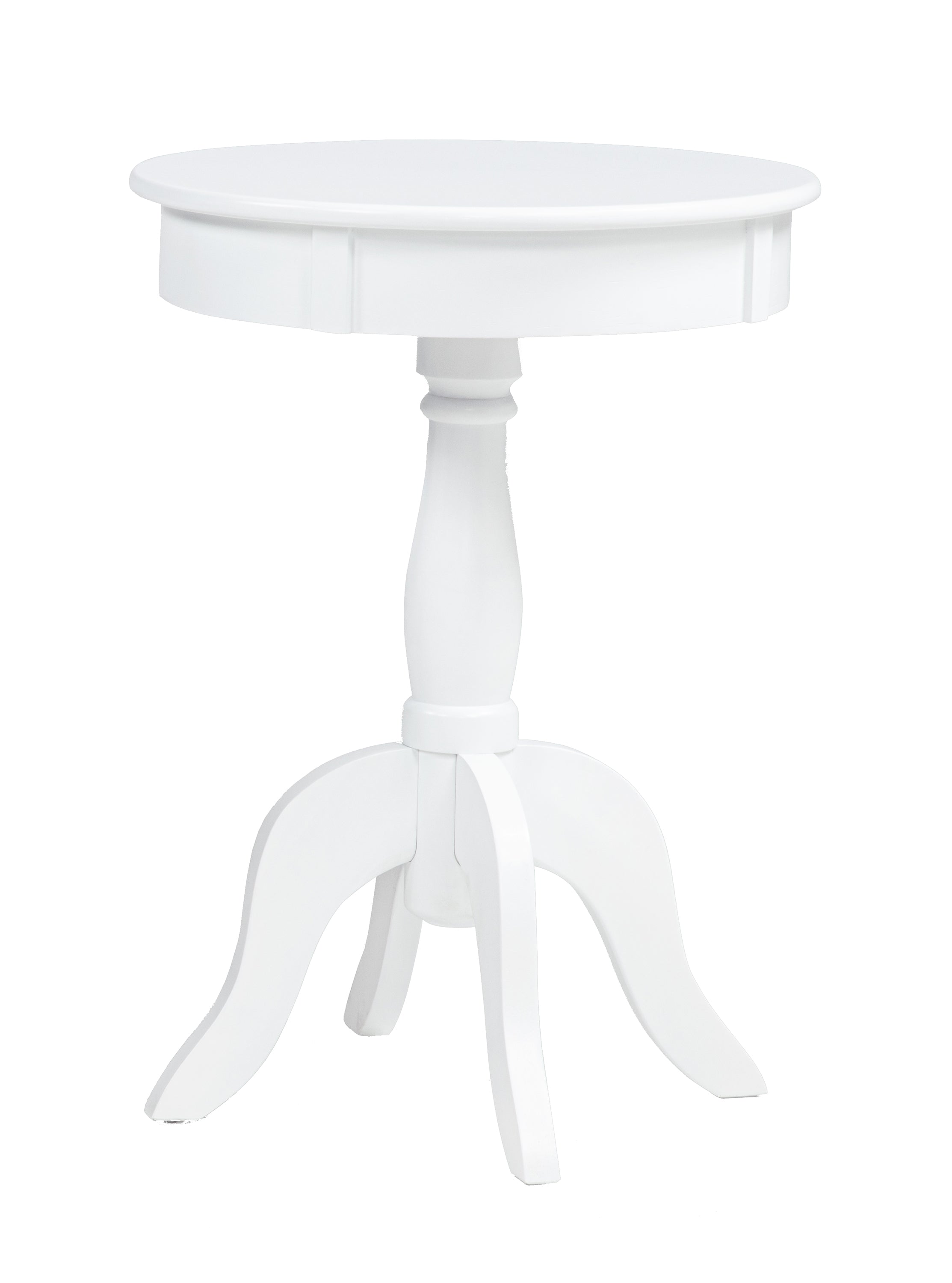 Romy White Round Pedestal Chairside Table, view 2