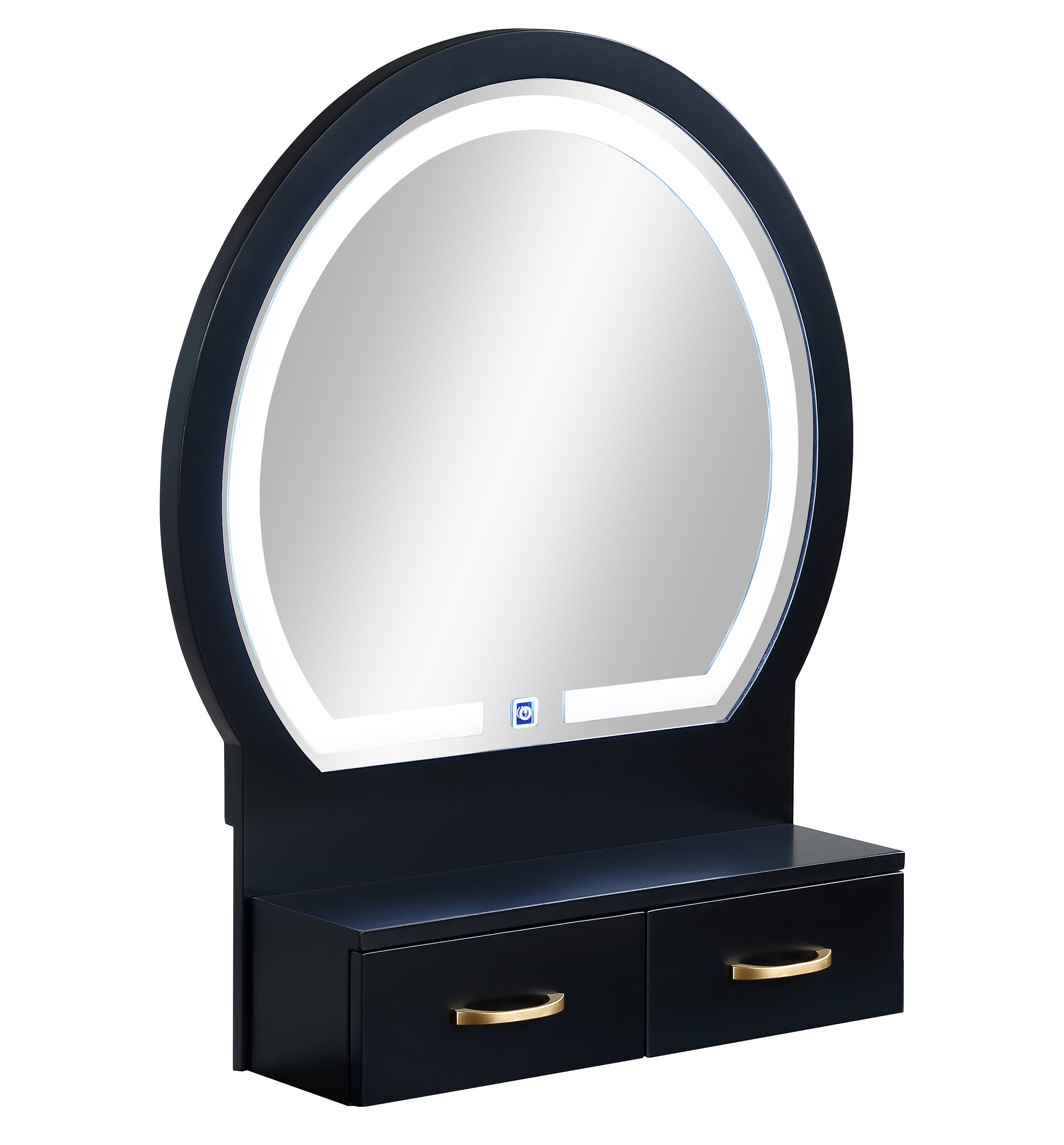 Cecilia Black Vanity Table with Lighted Mirror and Stool, view 4