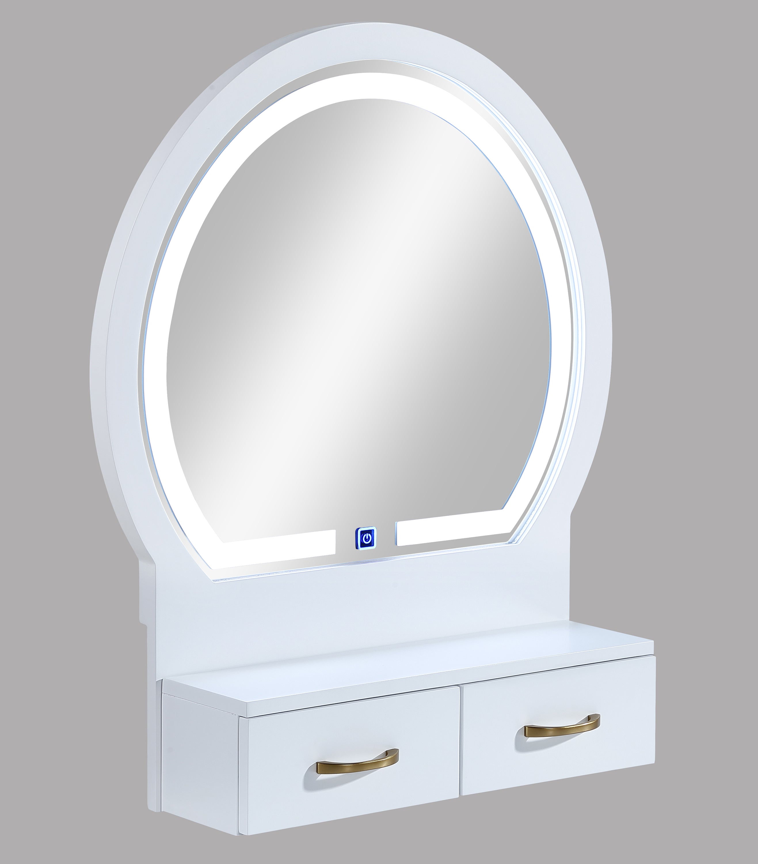 Cecilia White Vanity Table with Lighted Mirror and Stool, view 4