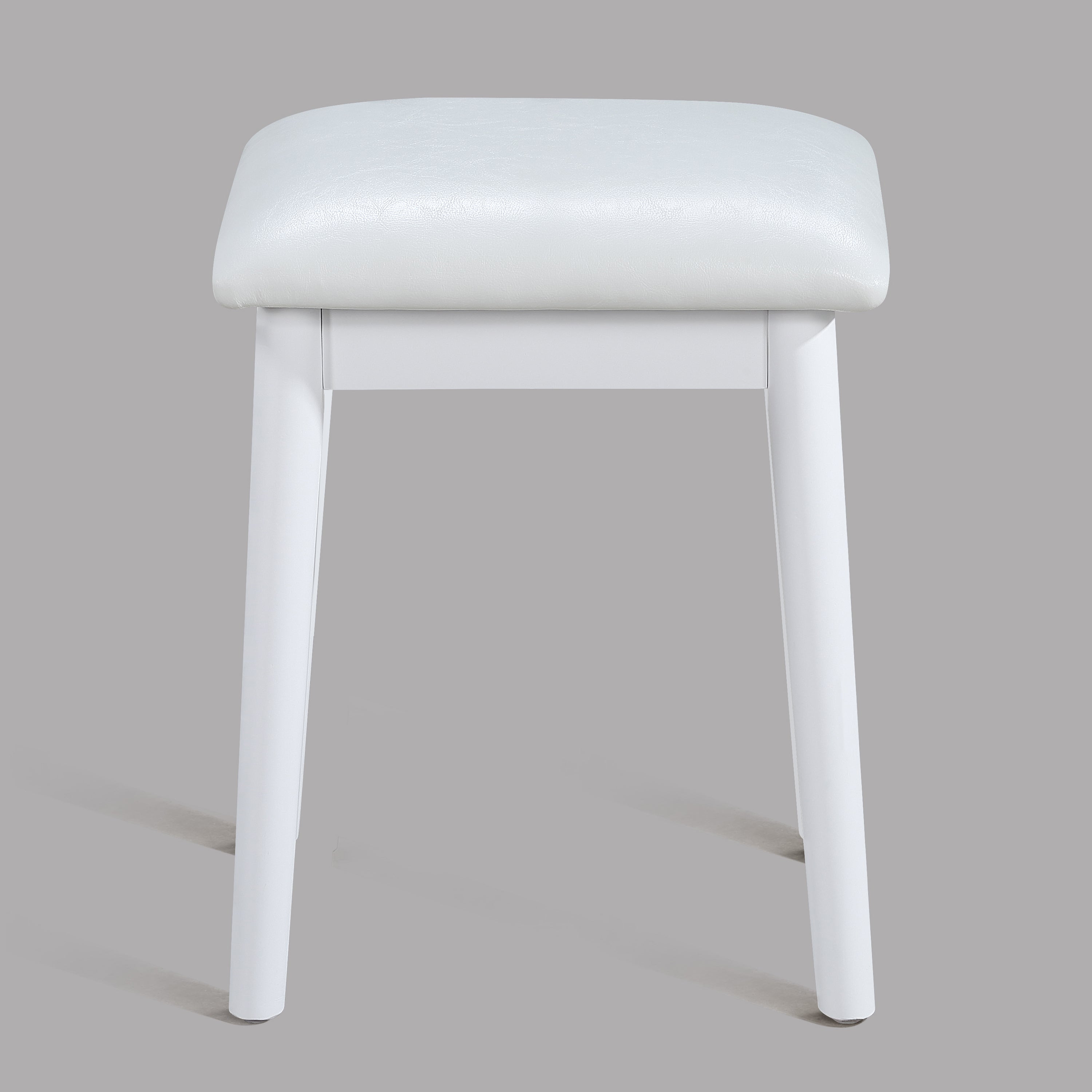 Cecilia White Vanity Table with Lighted Mirror and Stool, view 5