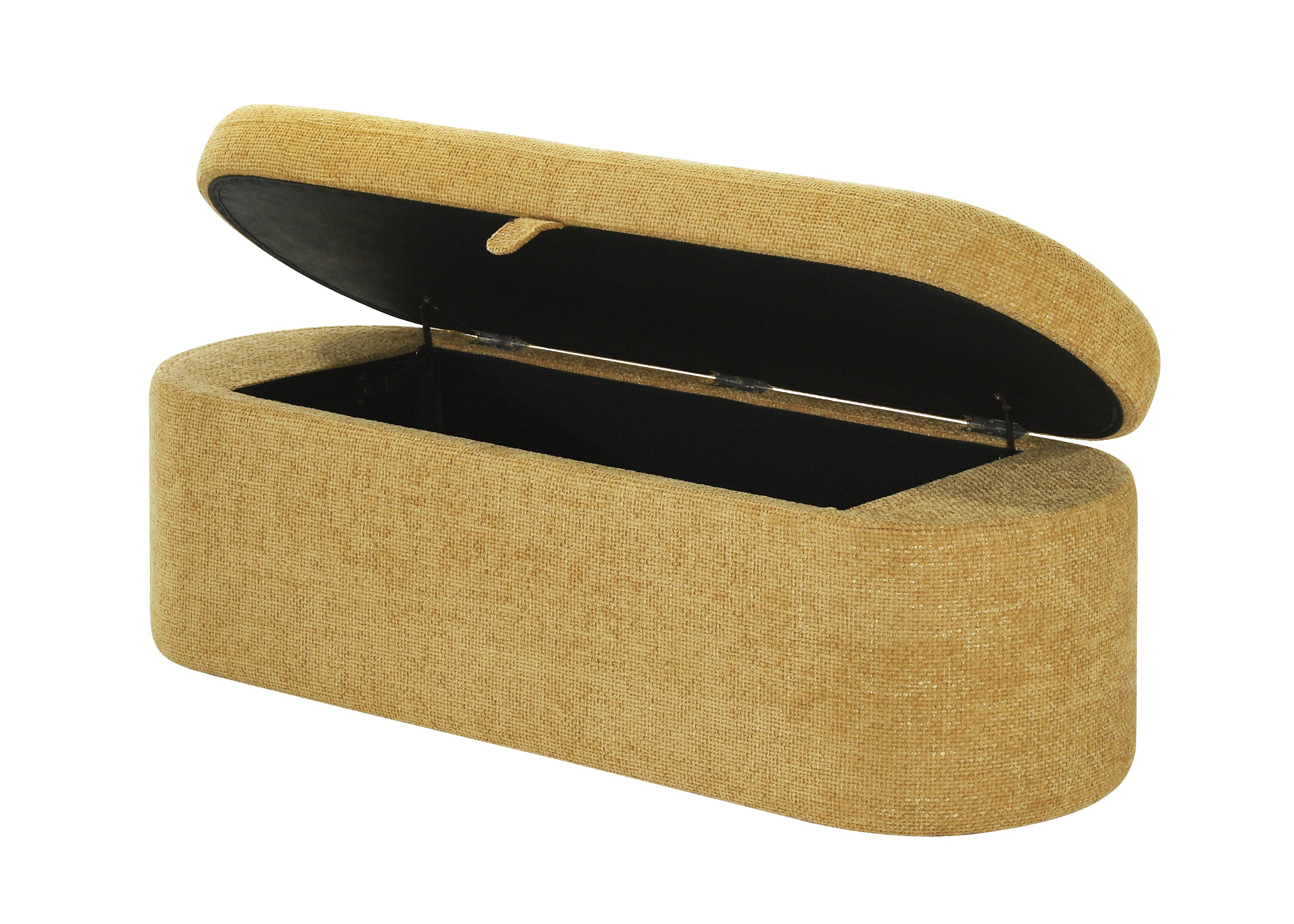 Philipa Gold Tweed Upholstered Storage Bench, view 3