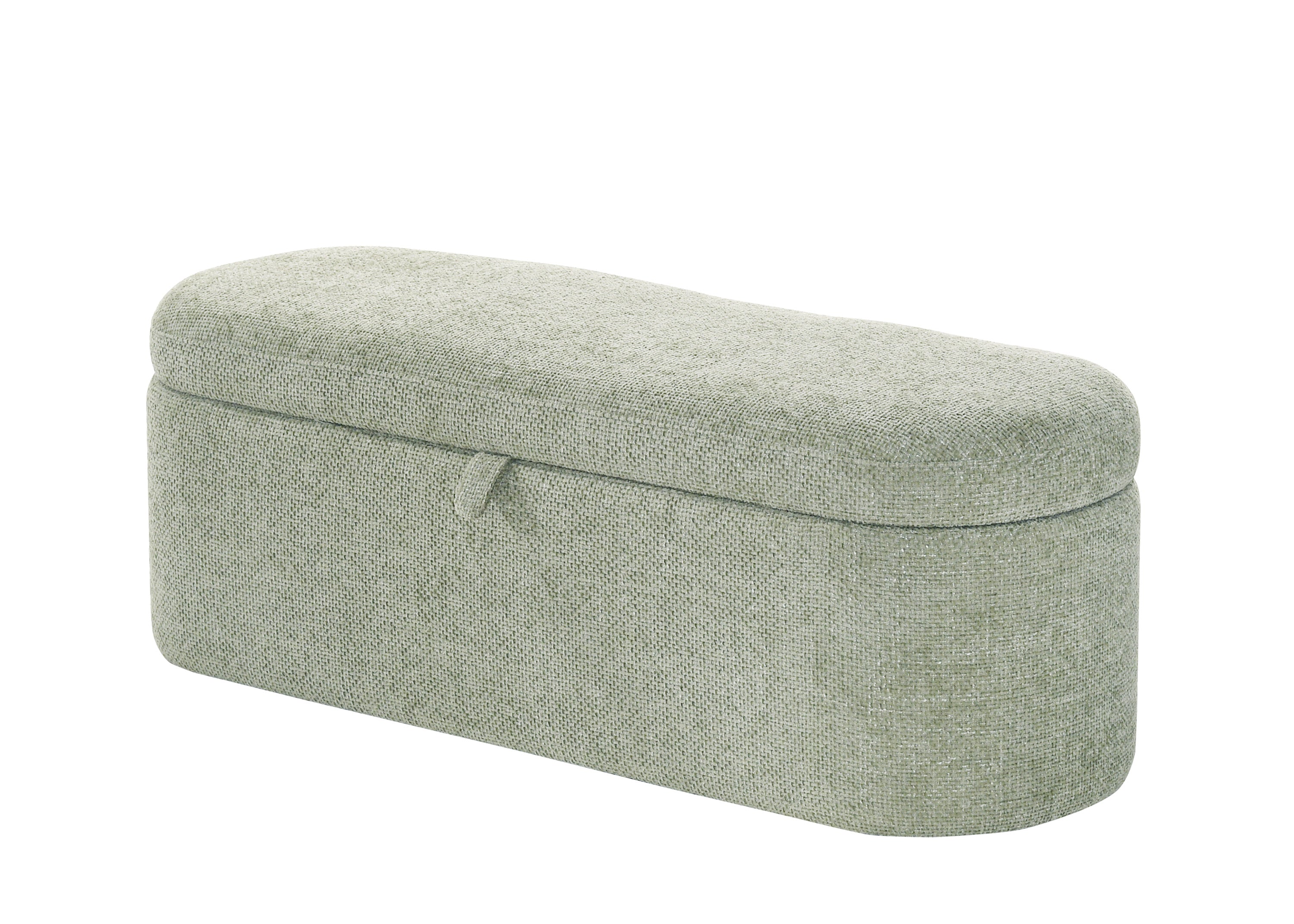 Philipa Light Green Tweed Upholstered Storage Bench, view 2