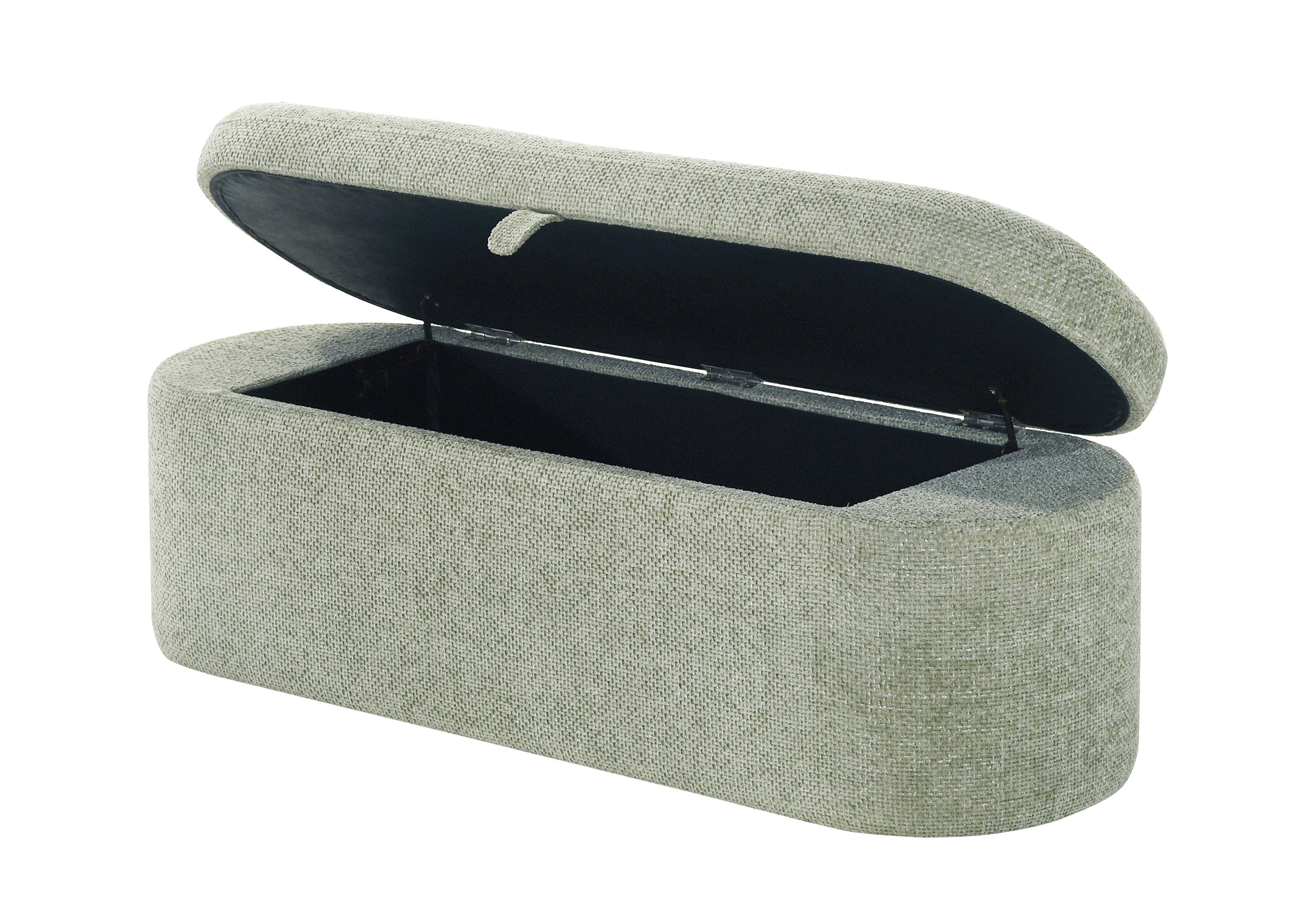 Philipa Light Green Tweed Upholstered Storage Bench, view 3