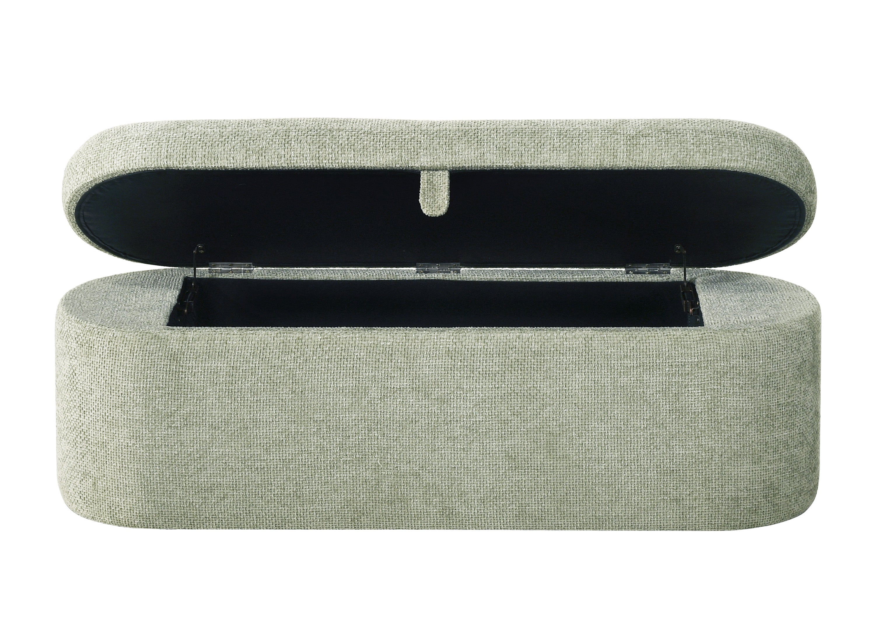 Philipa Light Green Tweed Upholstered Storage Bench, view 4