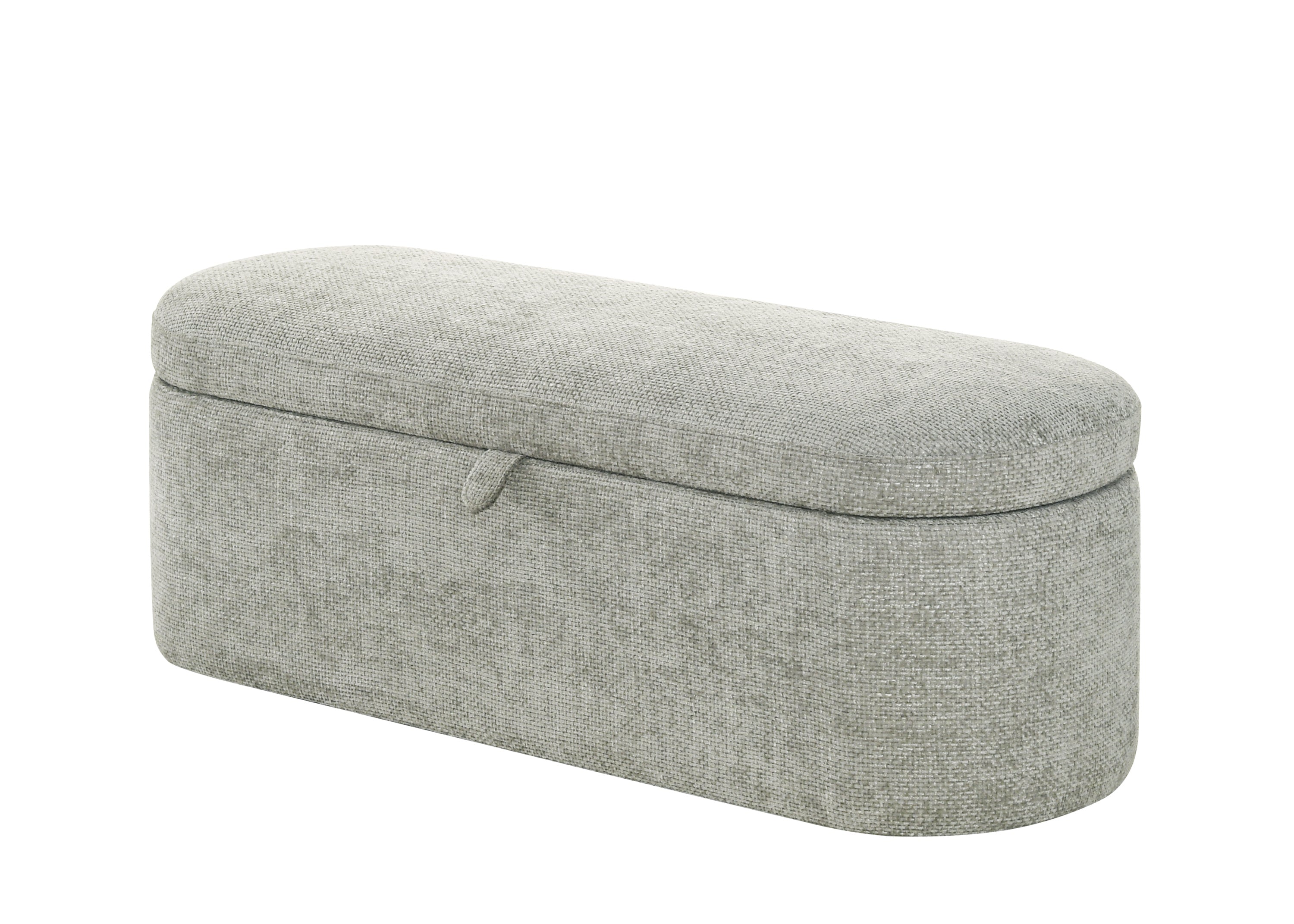 Philipa Light Gray Tweed Upholstered Storage Bench, view 2