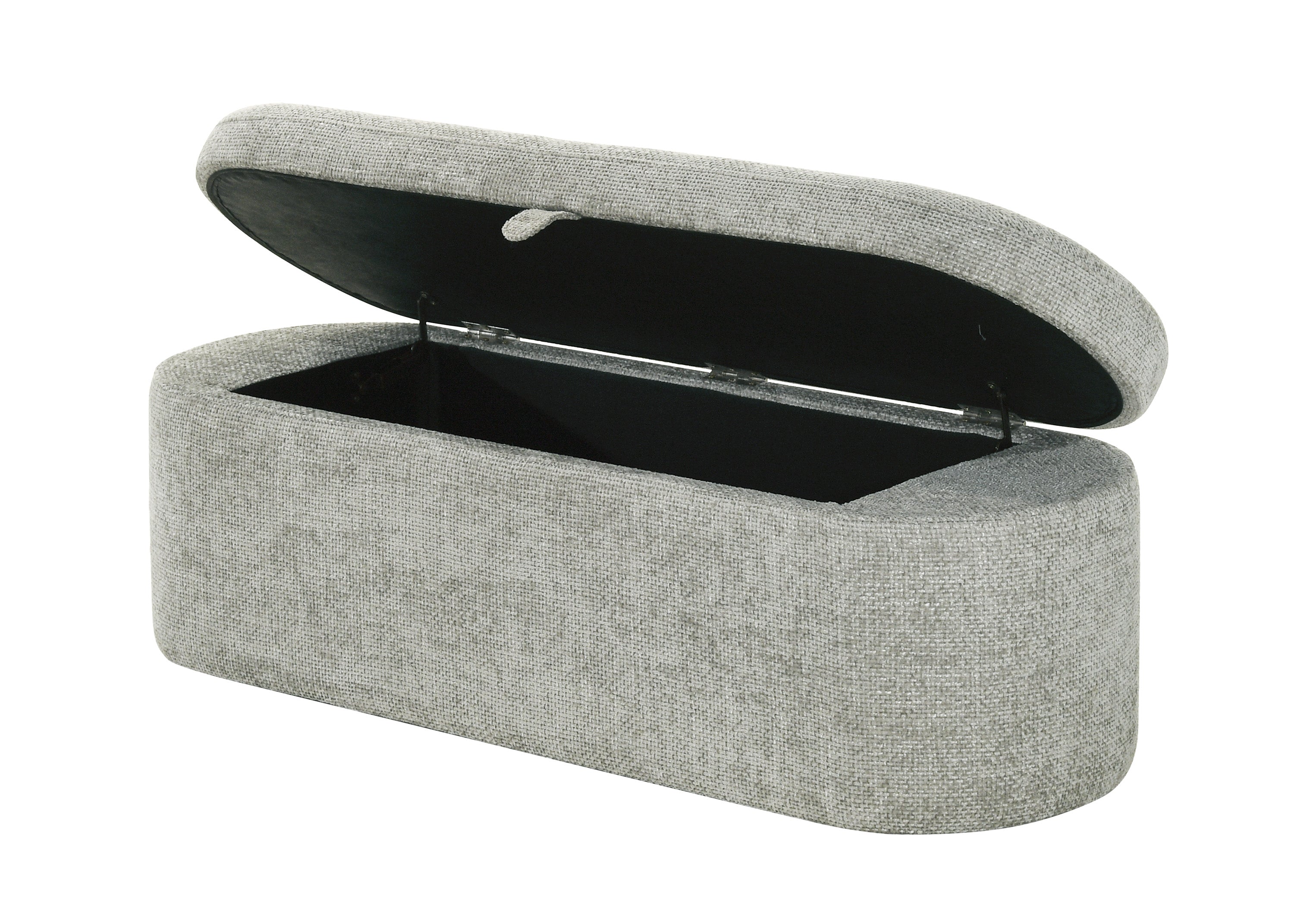 Philipa Light Gray Tweed Upholstered Storage Bench, view 3