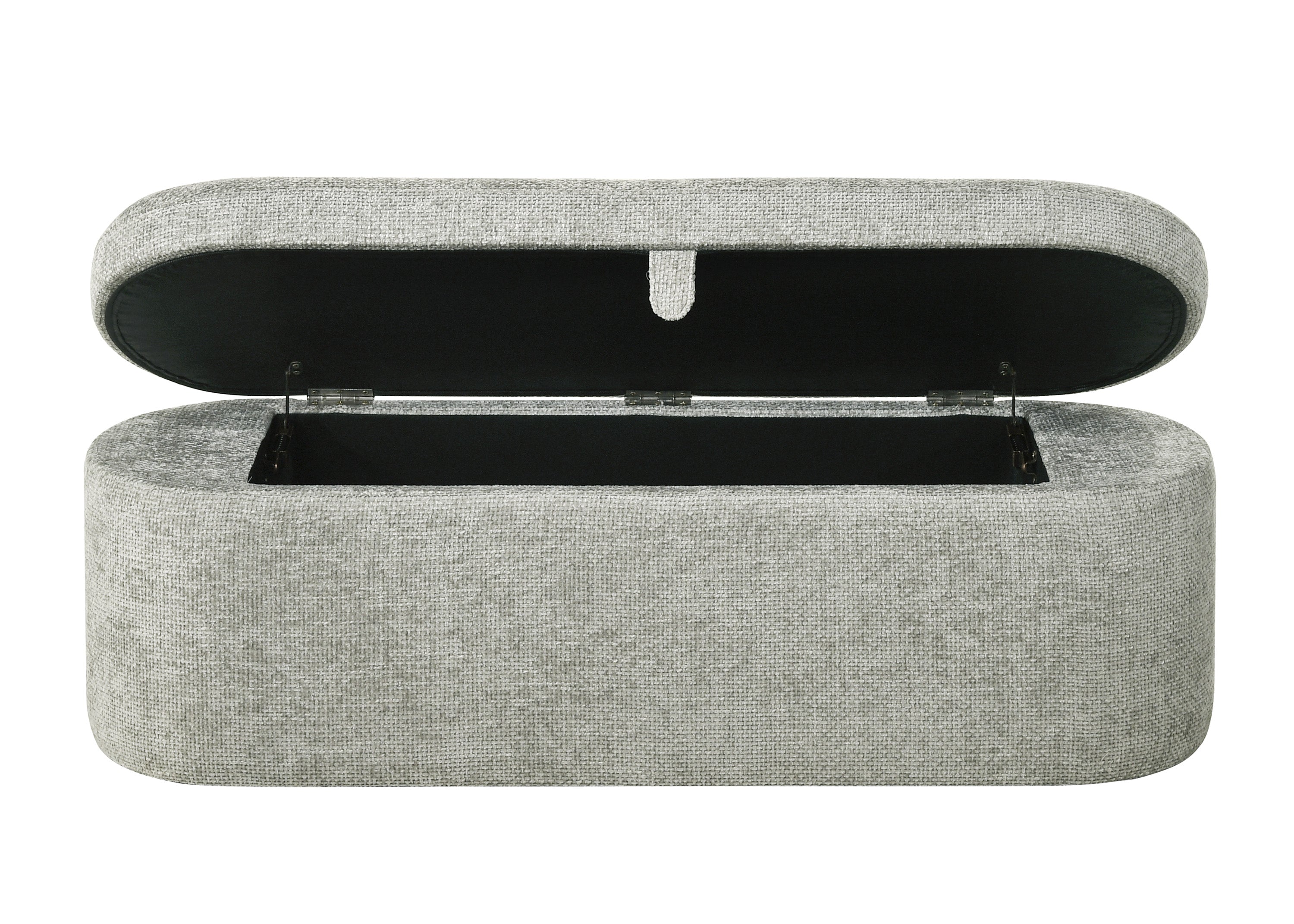 Philipa Light Gray Tweed Upholstered Storage Bench, view 4