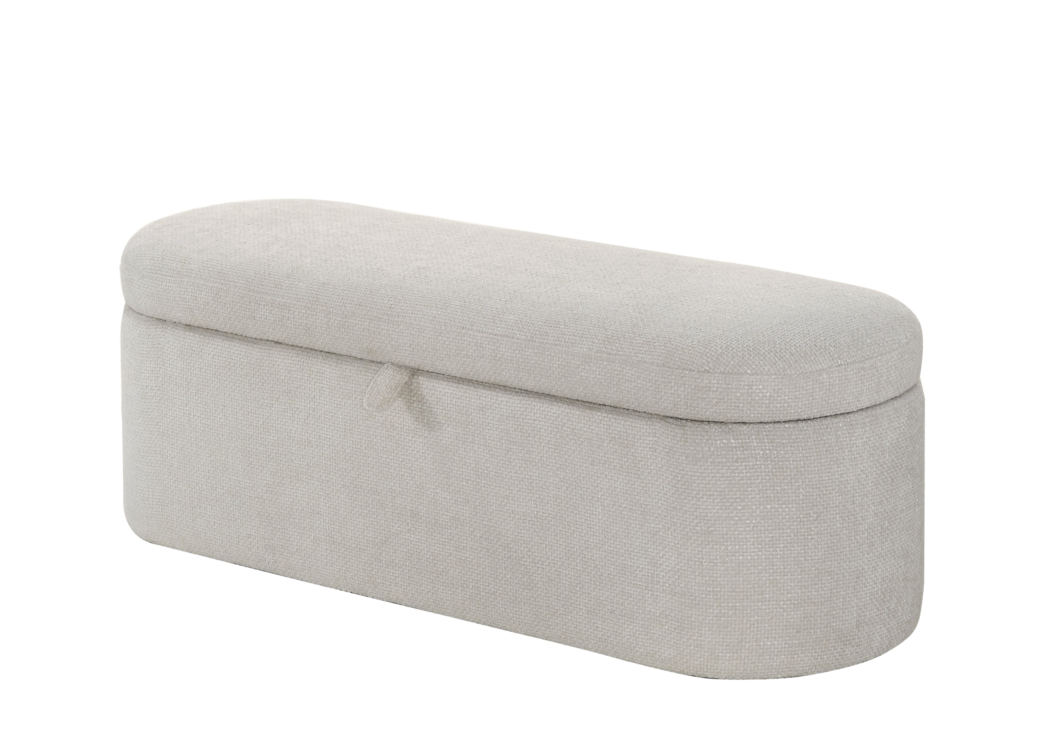 Philipa Oatmeal Tweed Upholstered Storage Bench, view 2