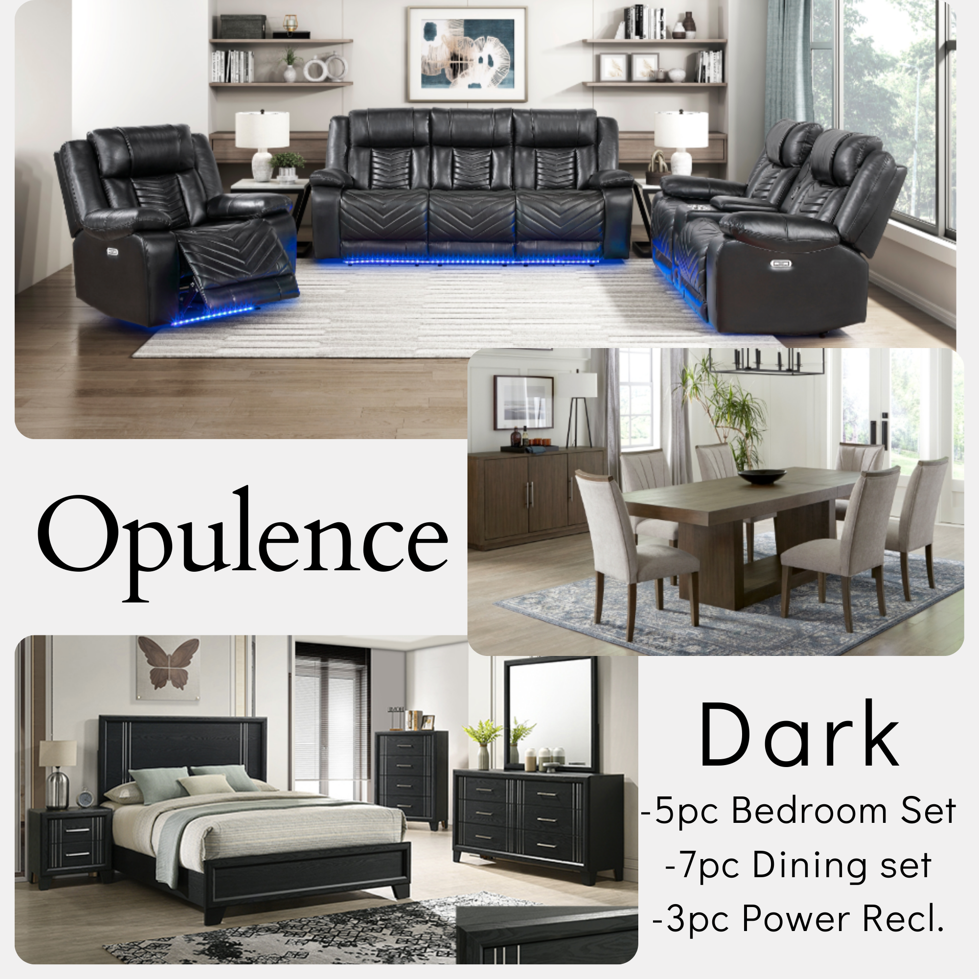 OPULENCE DARK COMPLETE 3 ROOM PACKAGE