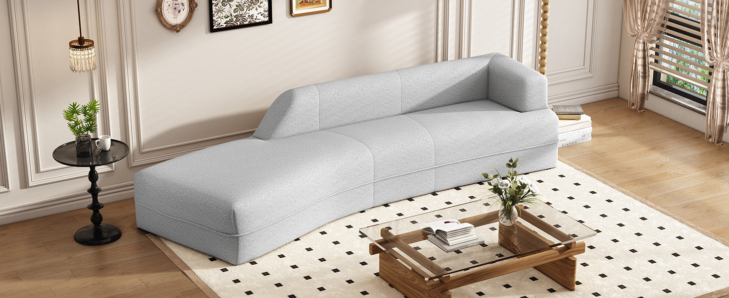 109.4" Grey Curved Chaise Lounge