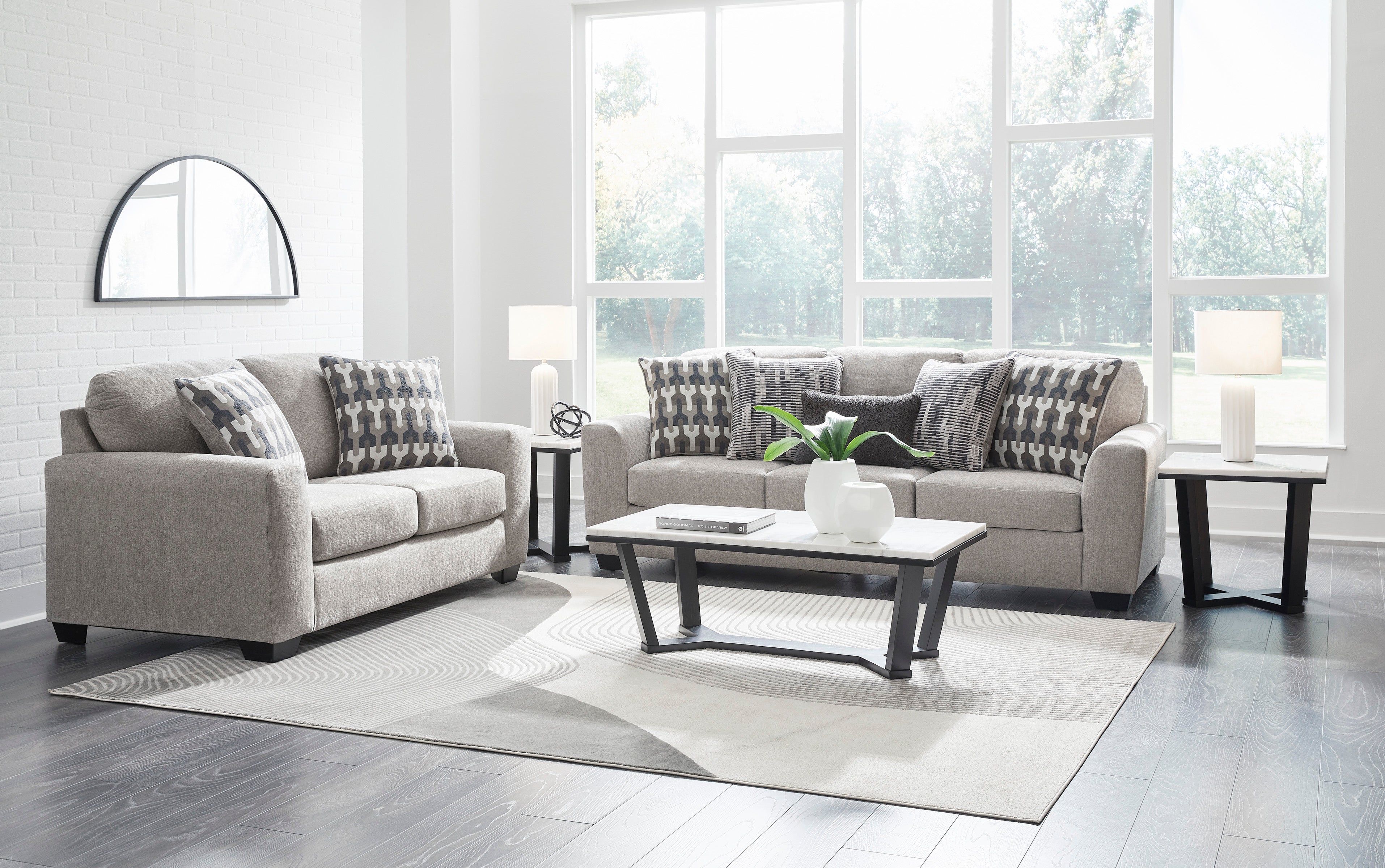 Ashley Avenal Flannel Textured Sofa and Loveseat Set