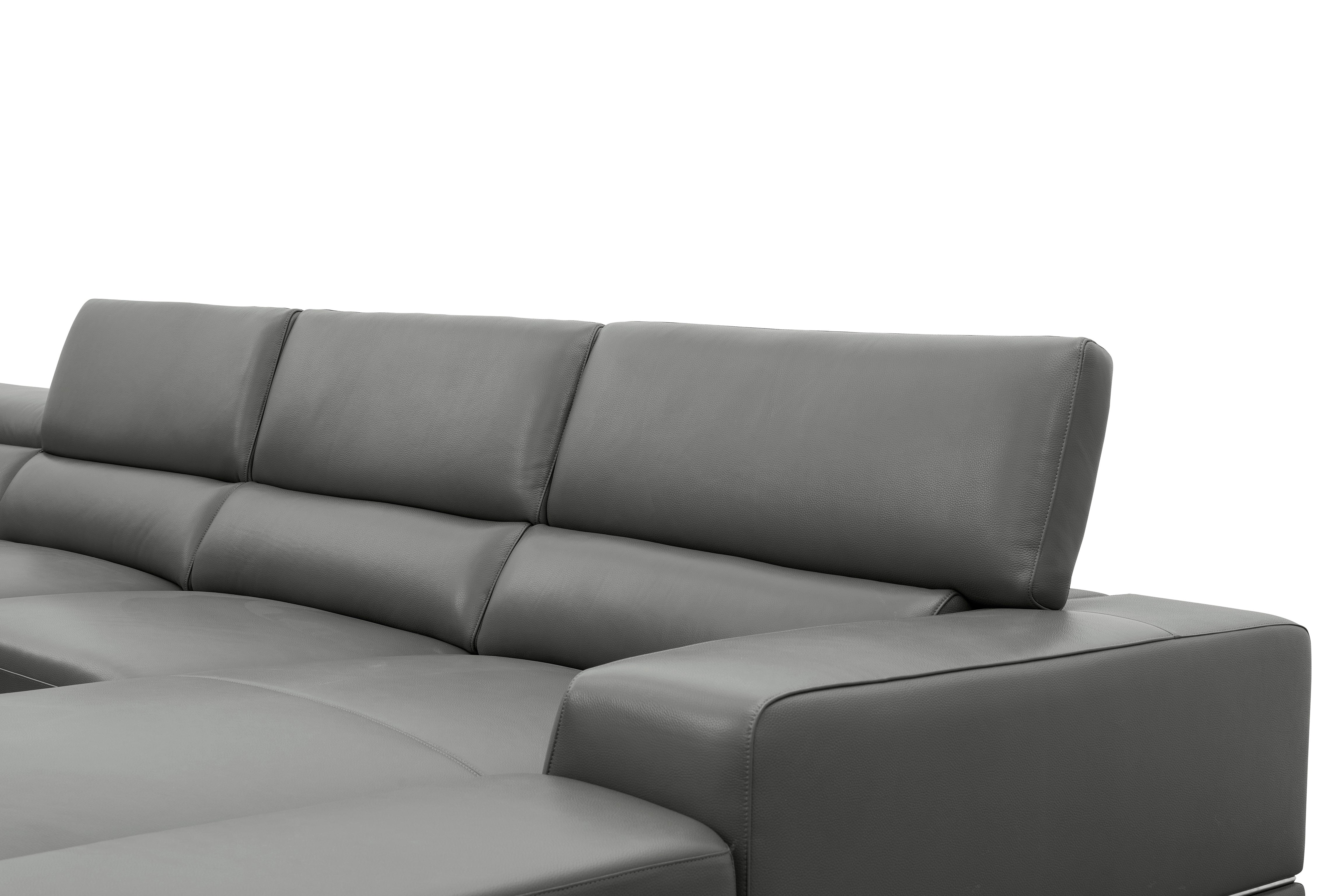 Nella Dark Gray Italian Leather Match Sectional with Chaise, view 11