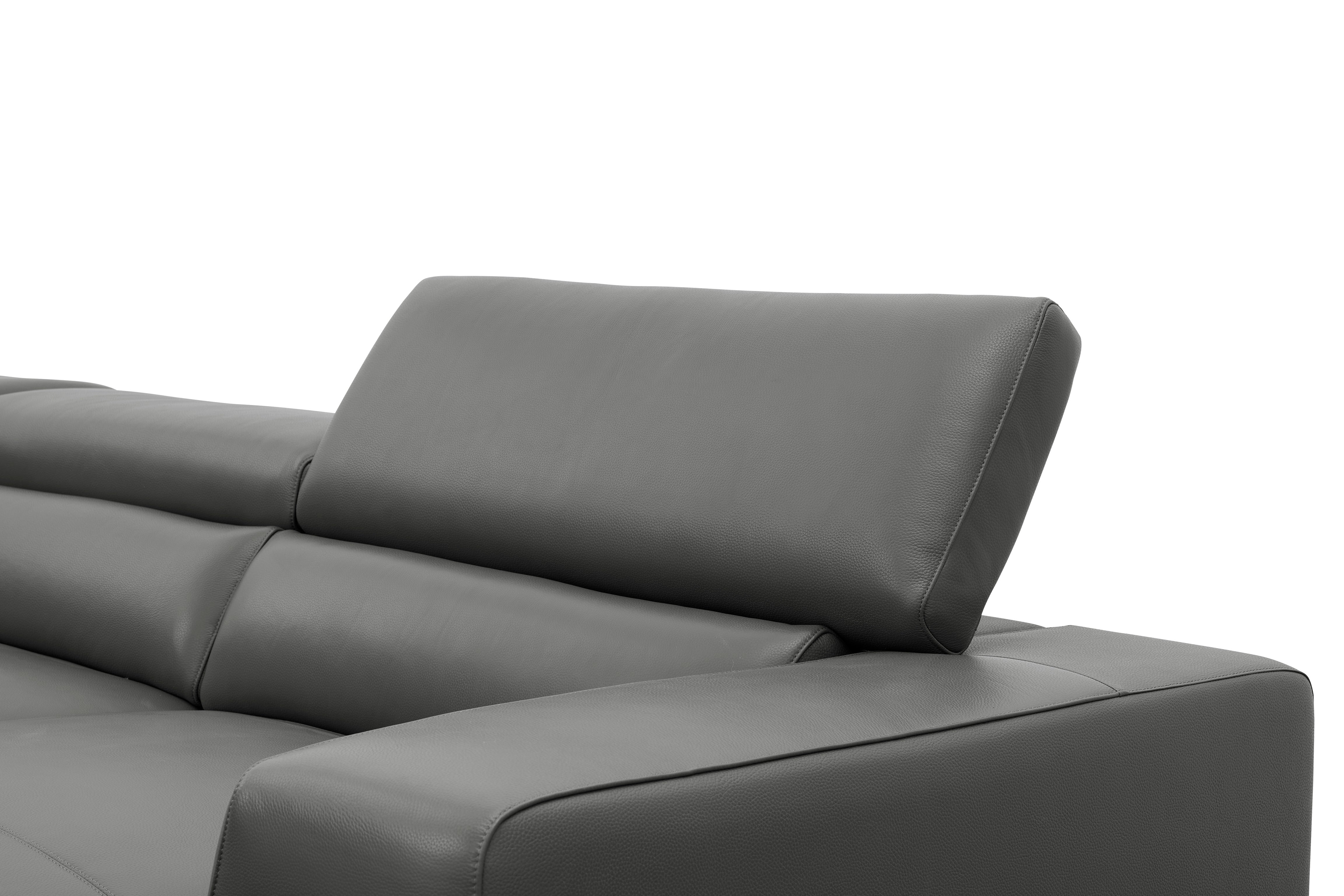 Nella Dark Gray Italian Leather Match Sectional with Chaise, view 12
