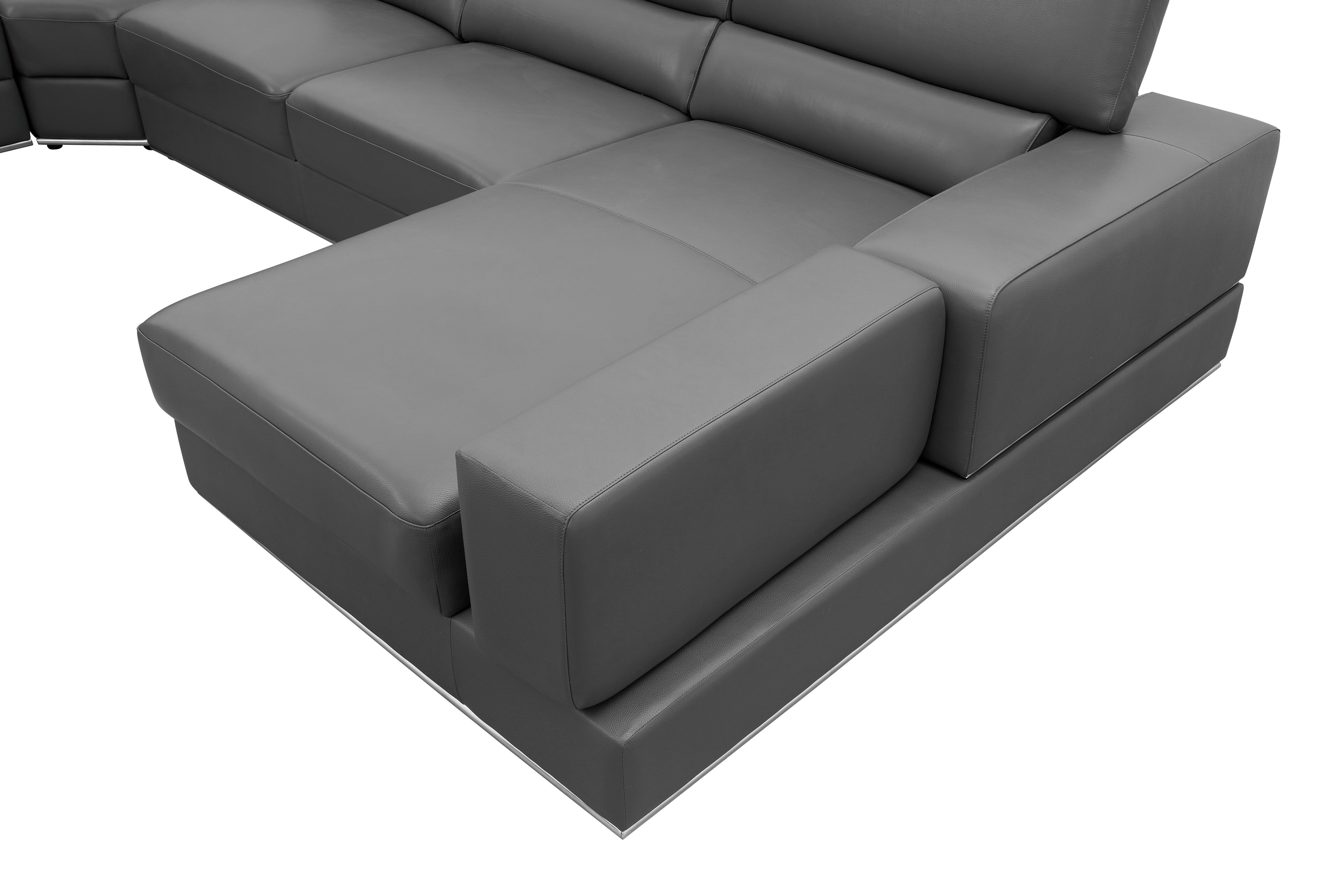 Nella Dark Gray Italian Leather Match Sectional with Chaise, view 8