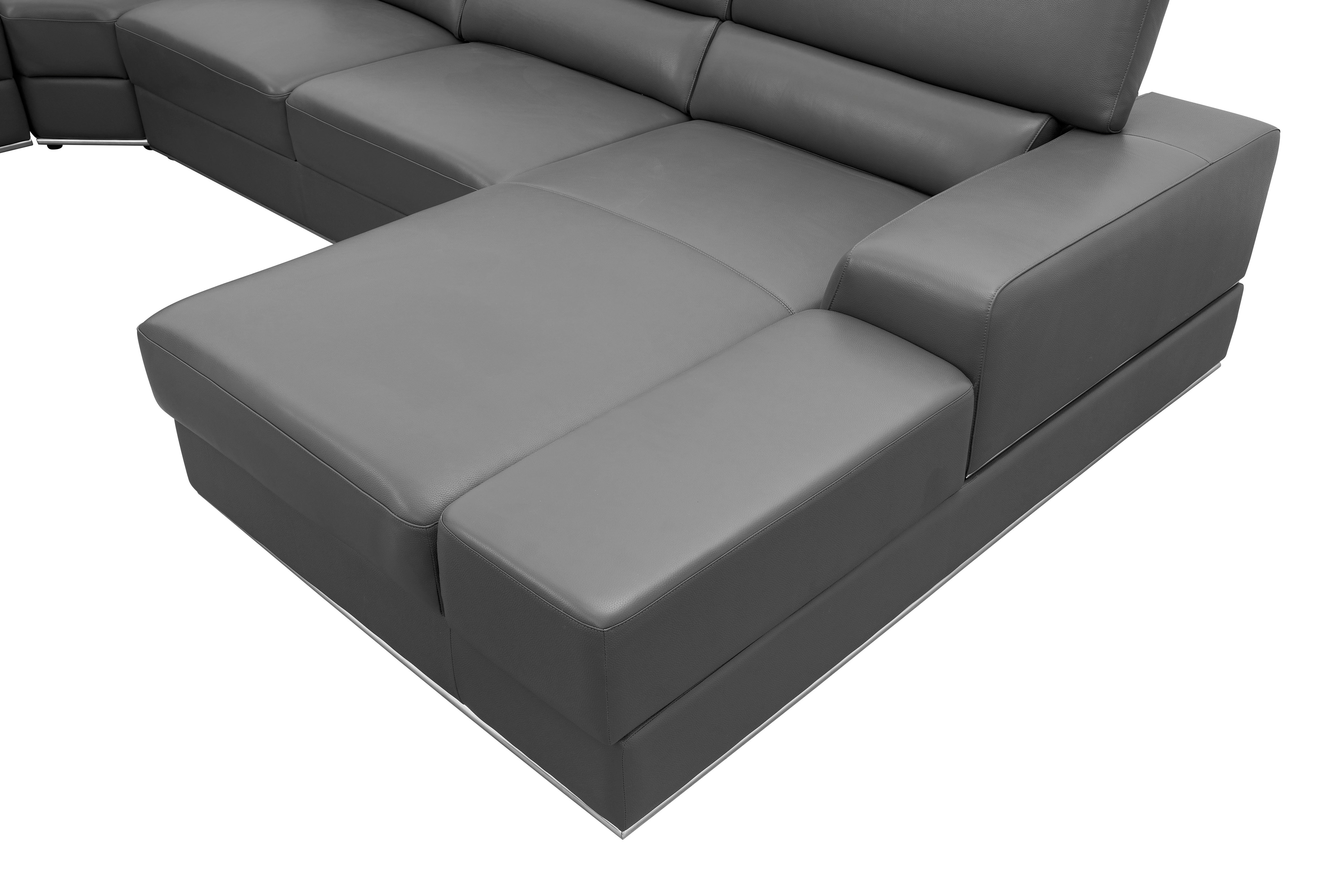 Nella Dark Gray Italian Leather Match Sectional with Chaise, view 9
