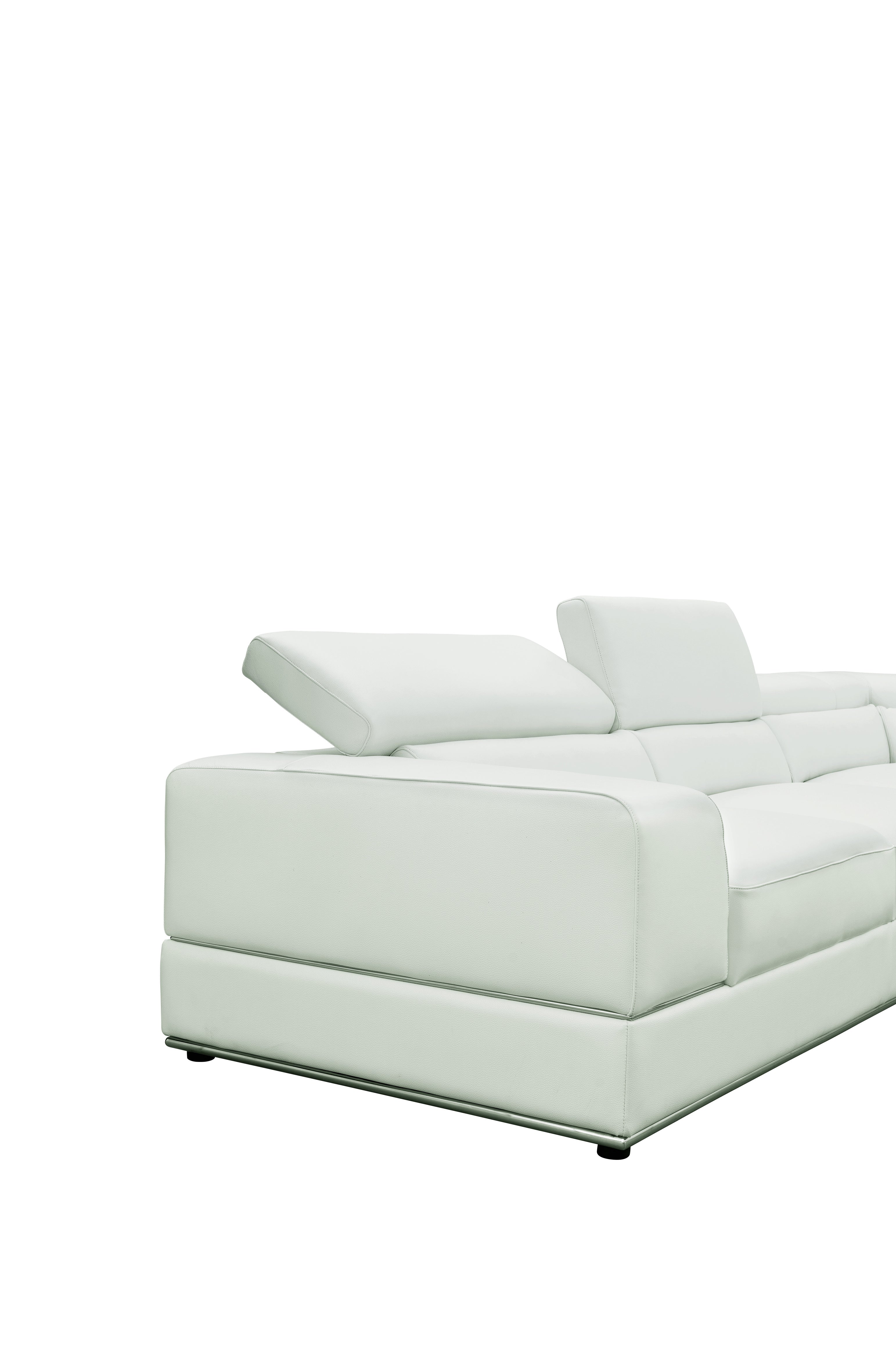 Nella White Italian Leather Match Sectional with Chaise, view 8