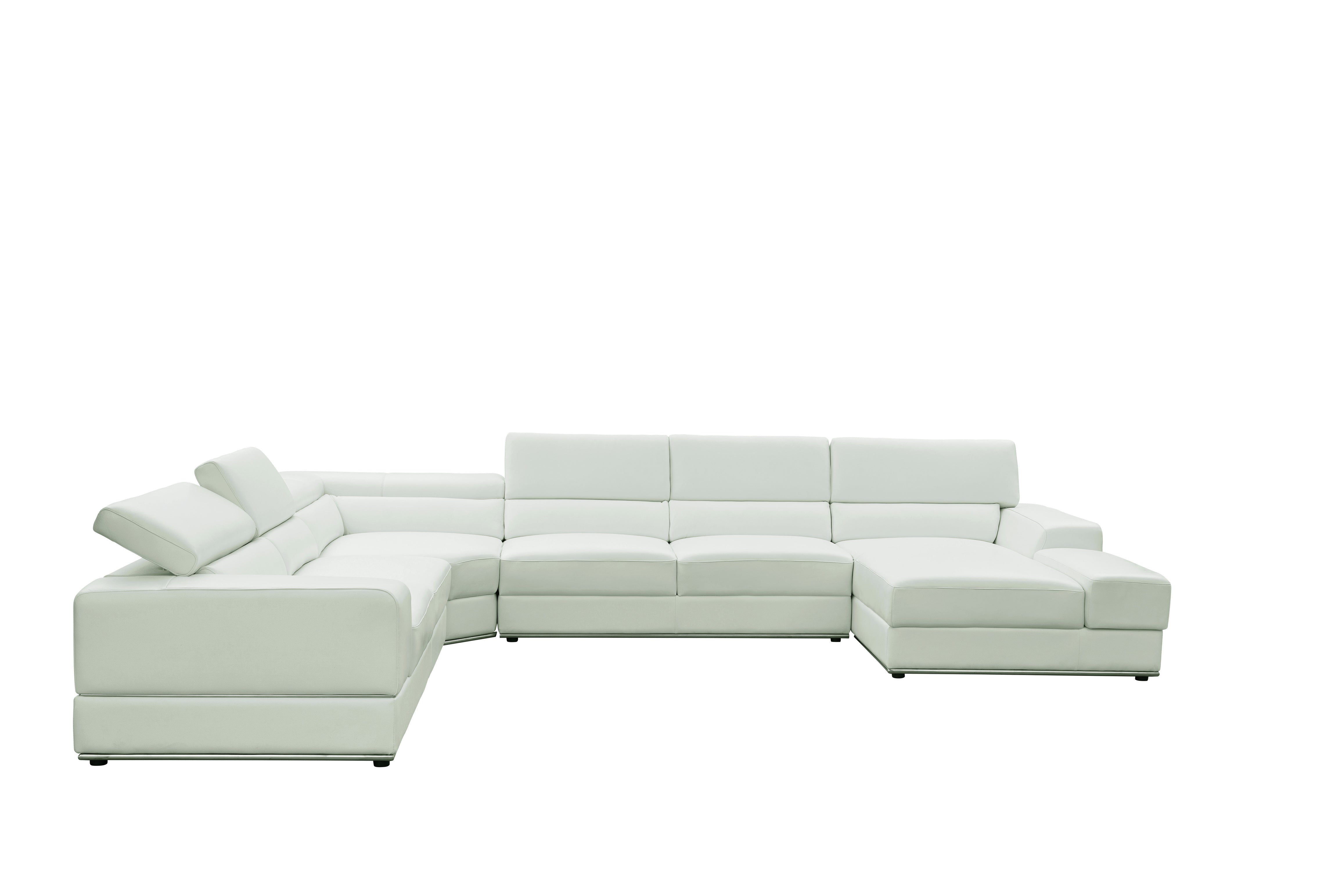 Nella White Italian Leather Match Sectional with Chaise, view 4