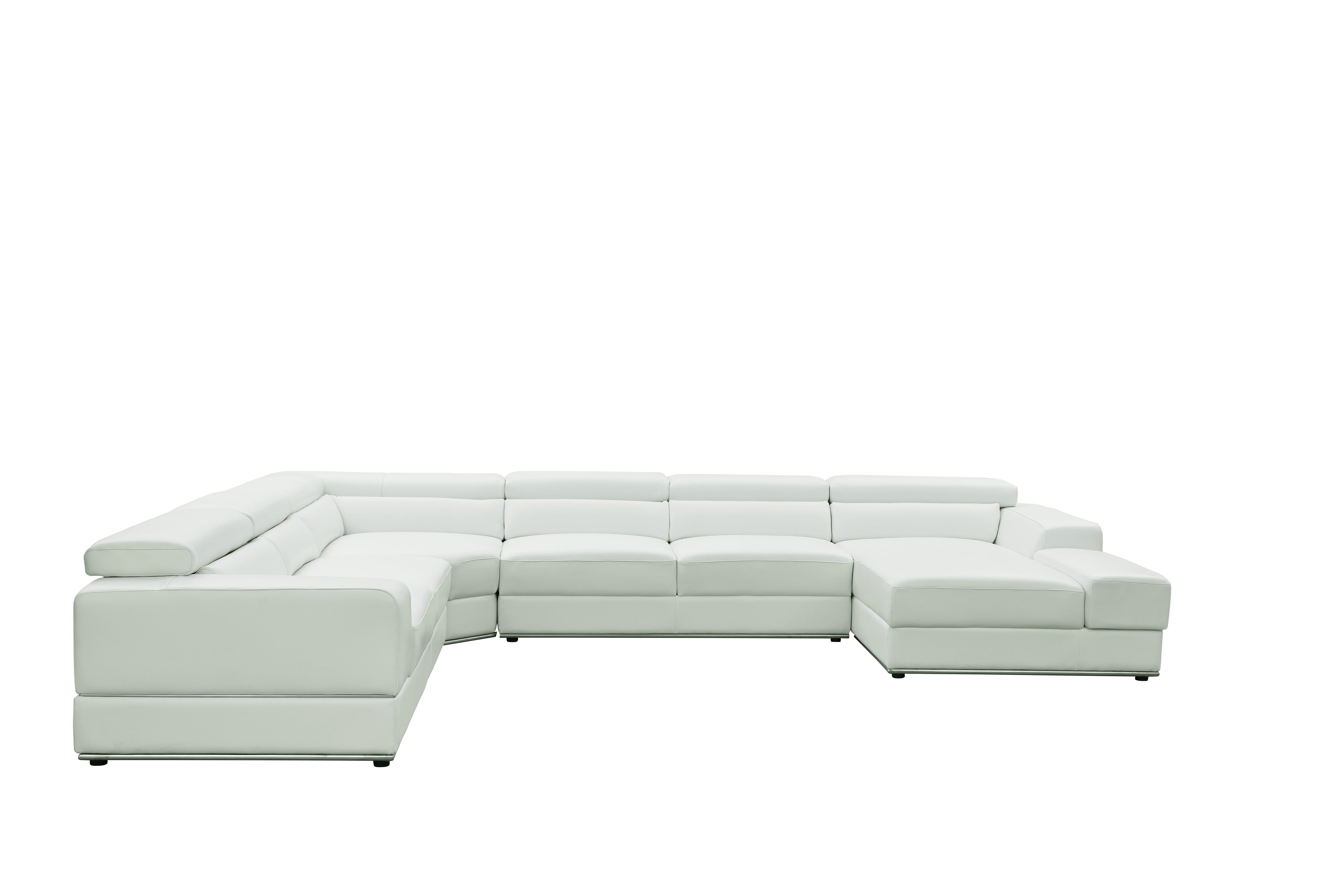 Nella White Italian Leather Match Sectional with Chaise, view 6
