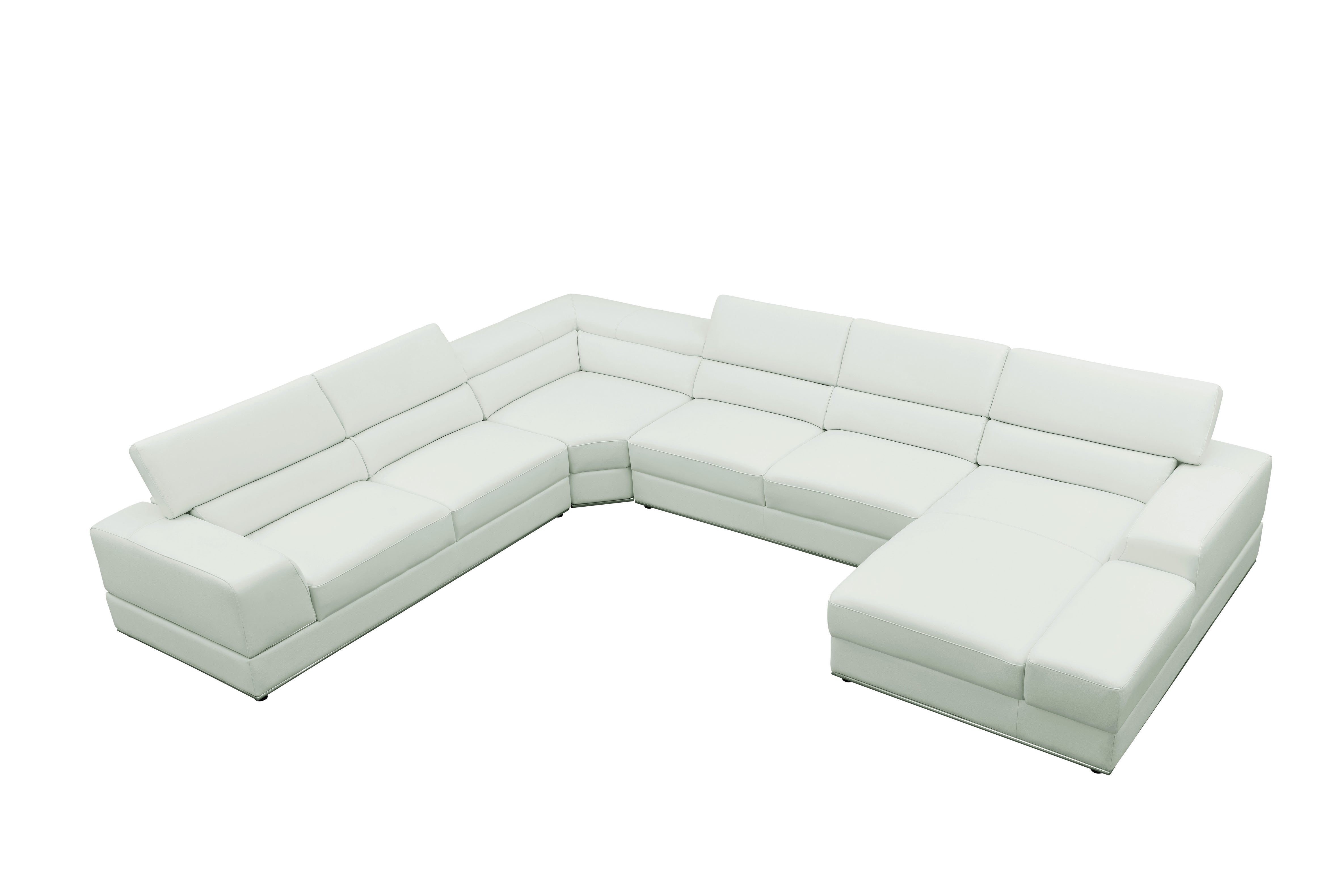 Nella White Italian Leather Match Sectional with Chaise, view 3