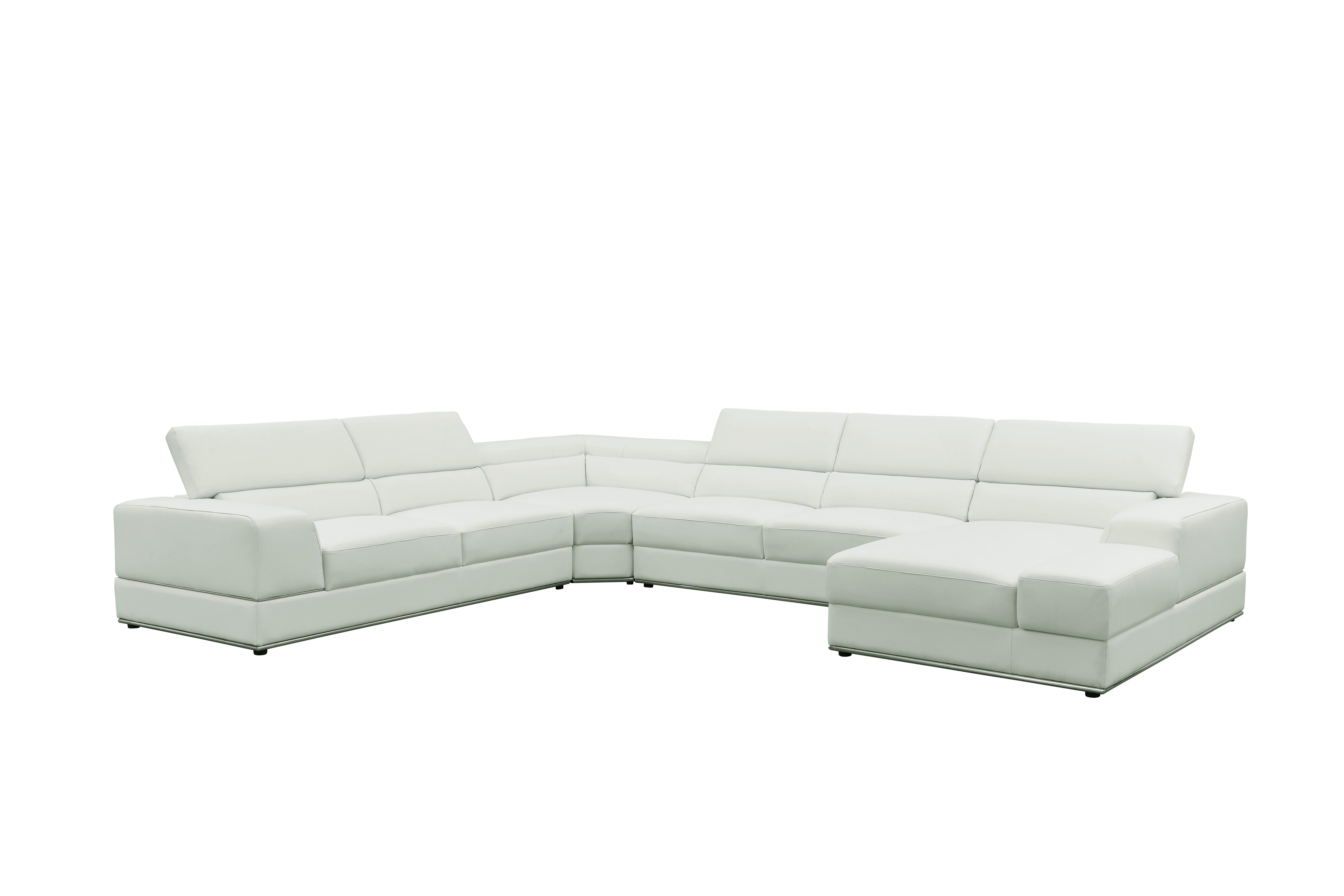 Nella White Italian Leather Match Sectional with Chaise, view 2