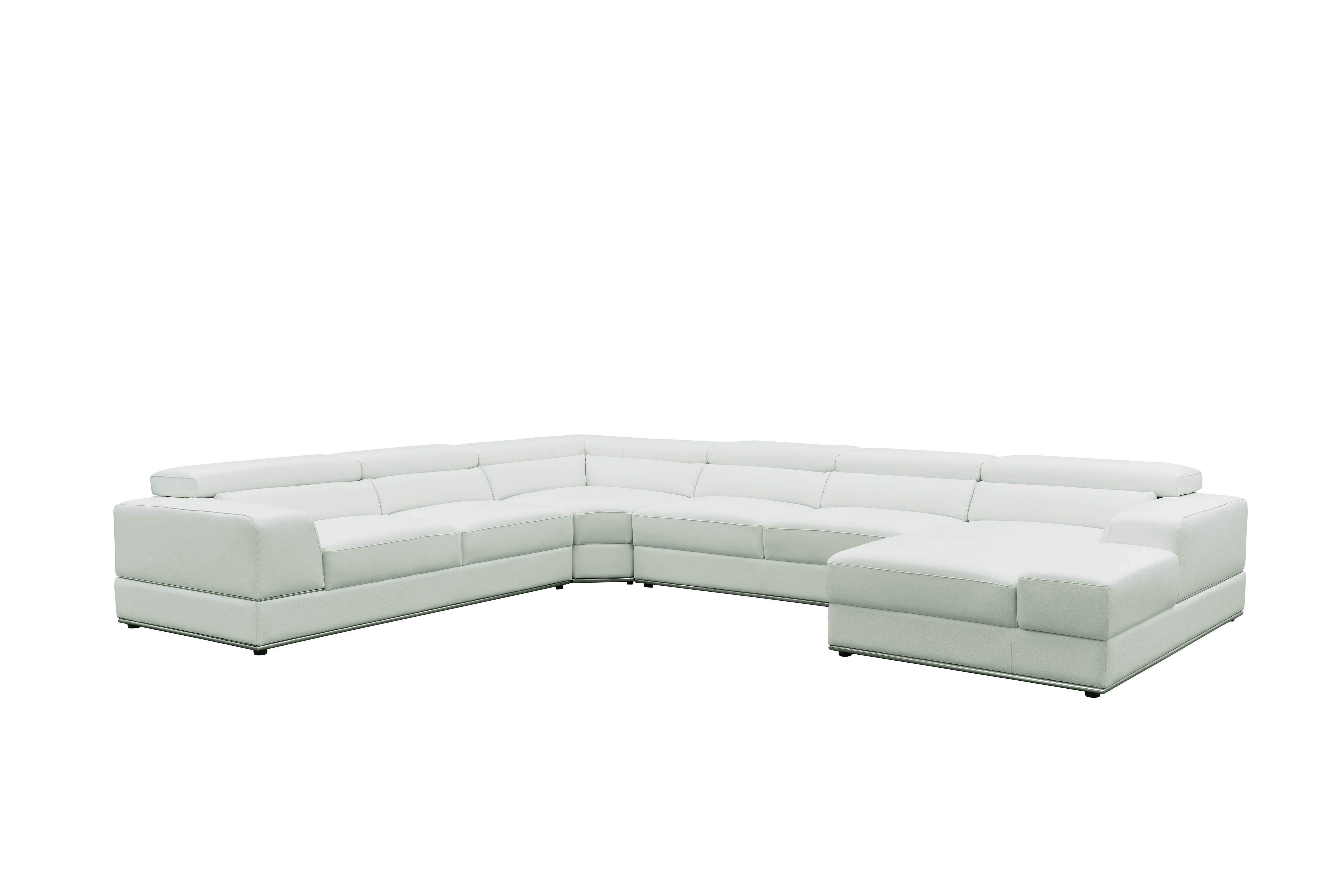 Nella White Italian Leather Match Sectional with Chaise, view 5