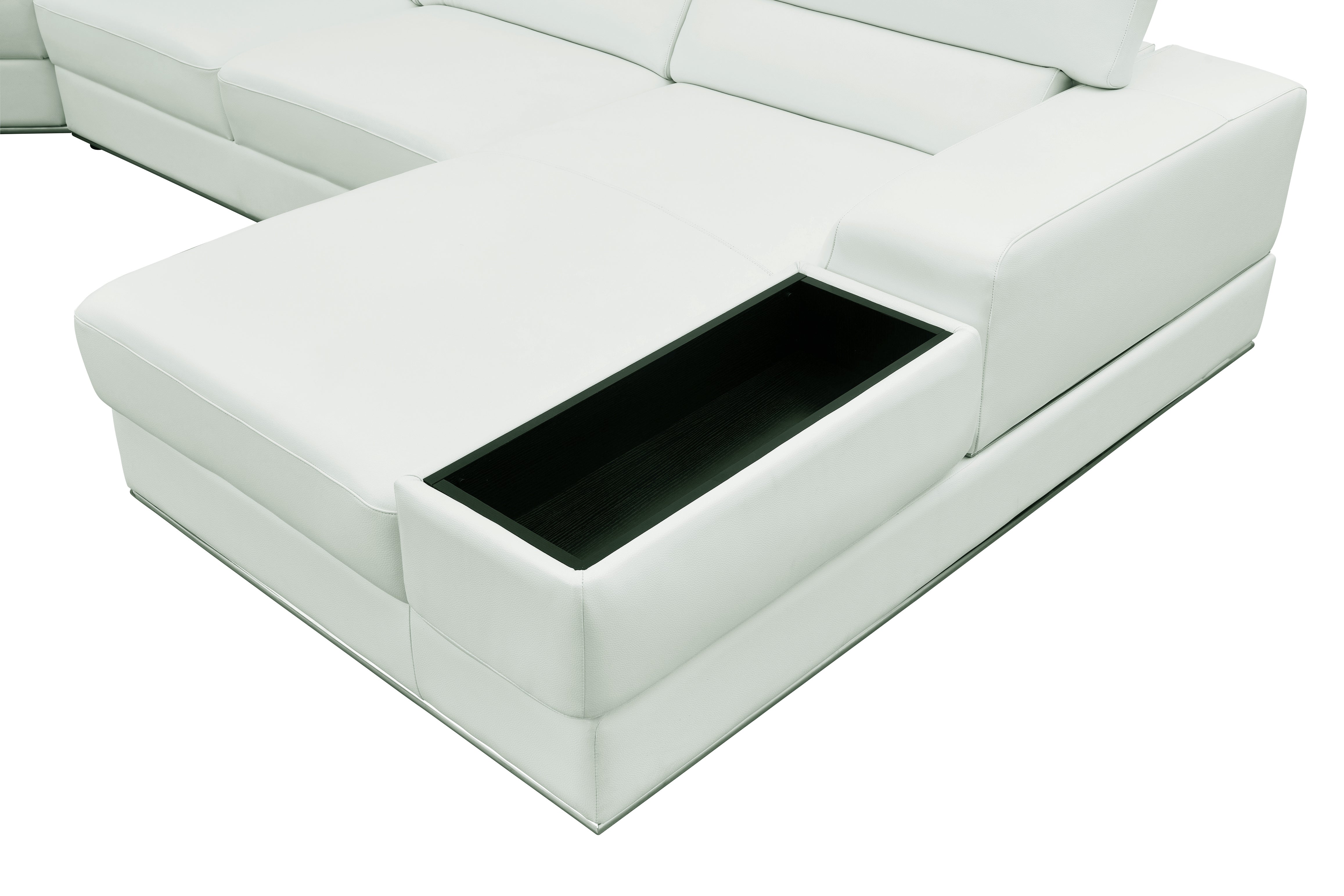 Nella White Italian Leather Match Sectional with Chaise, view 11