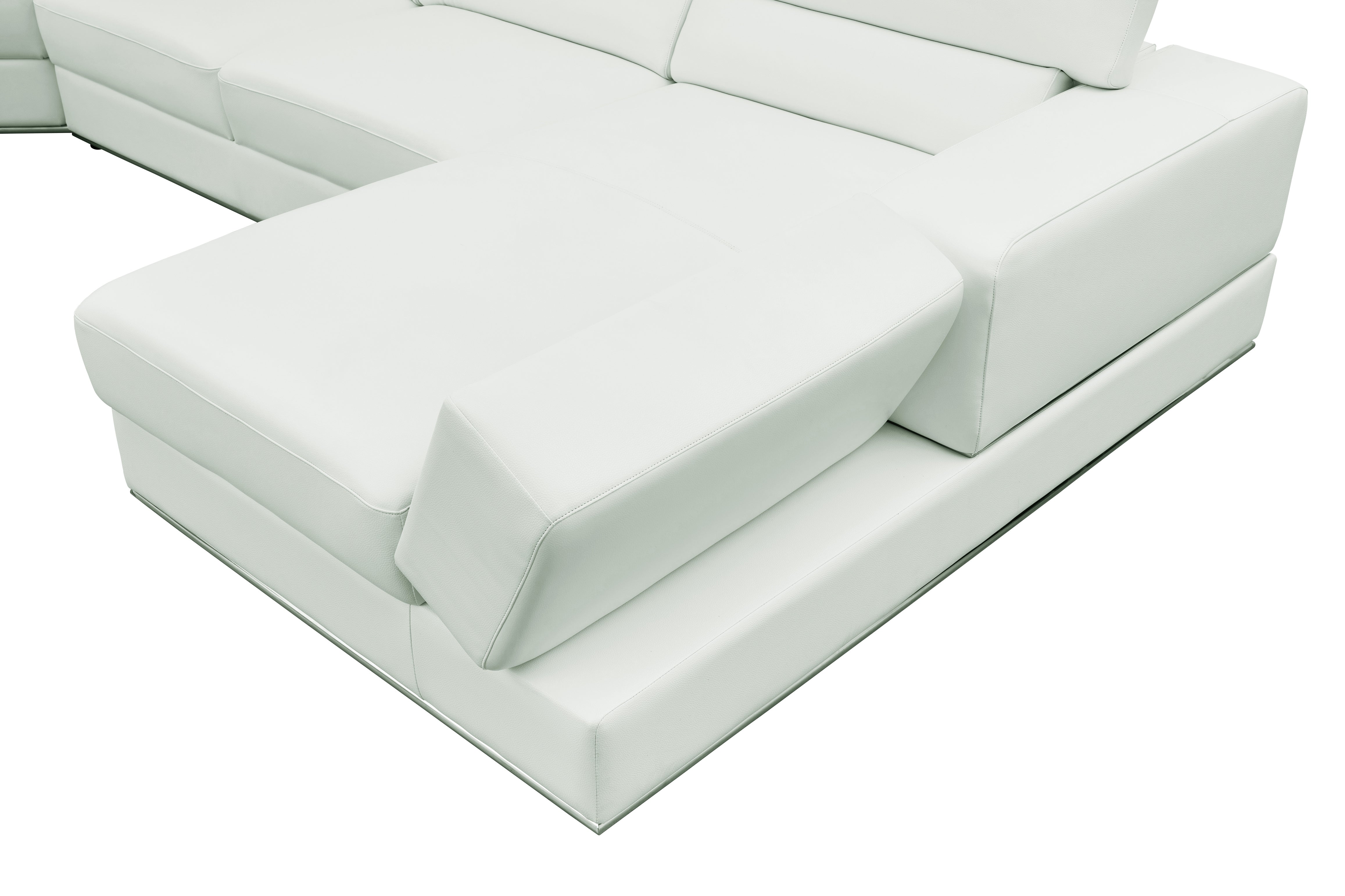 Nella White Italian Leather Match Sectional with Chaise, view 12