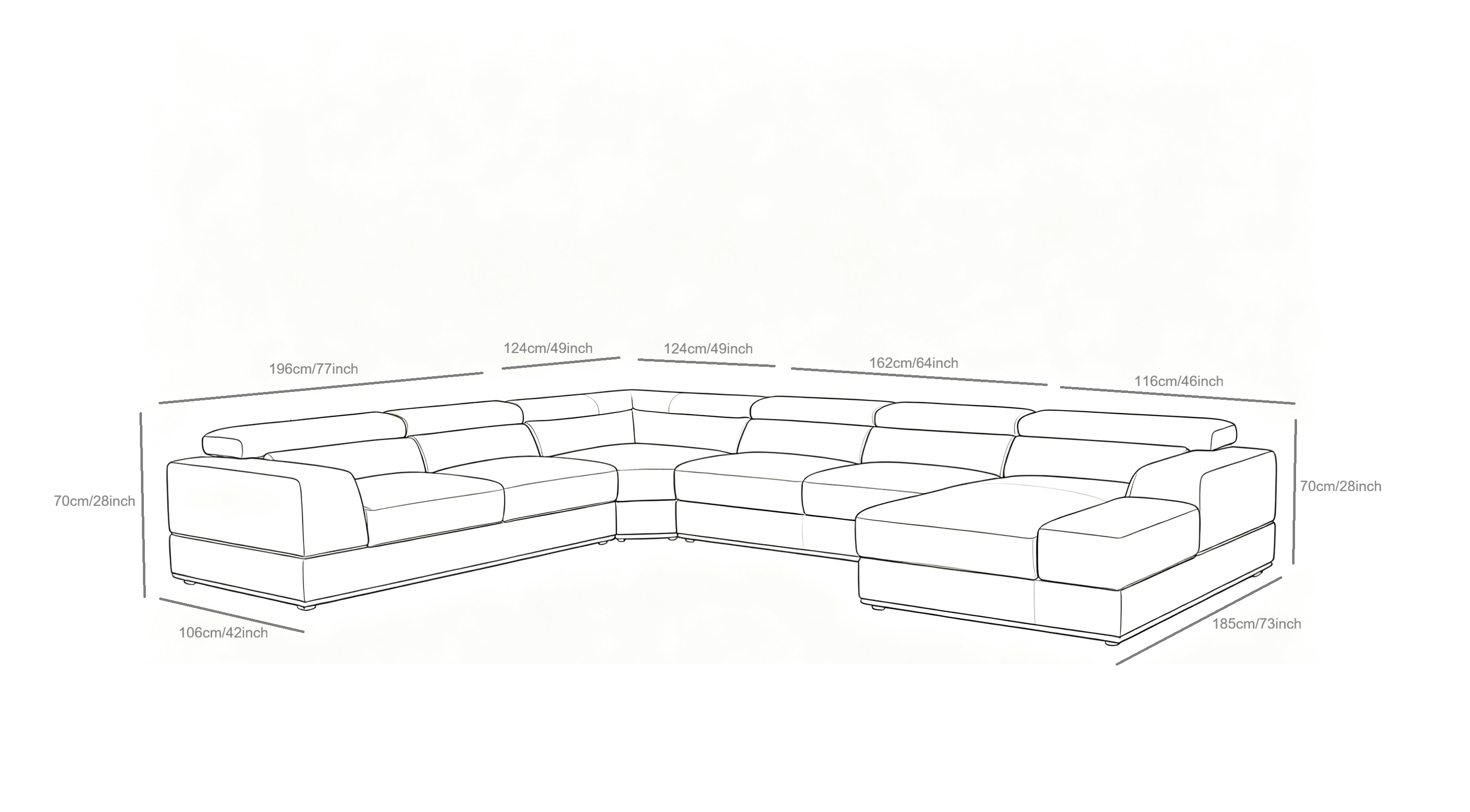 Nella White Italian Leather Match Sectional with Chaise, view 13