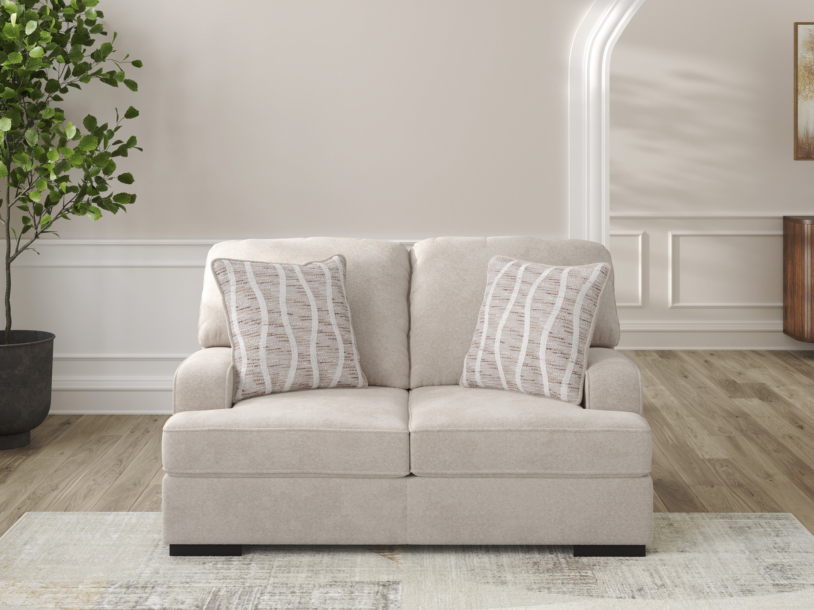 Ashley High Profile Taupe Sofa and Loveseat Set, view 2