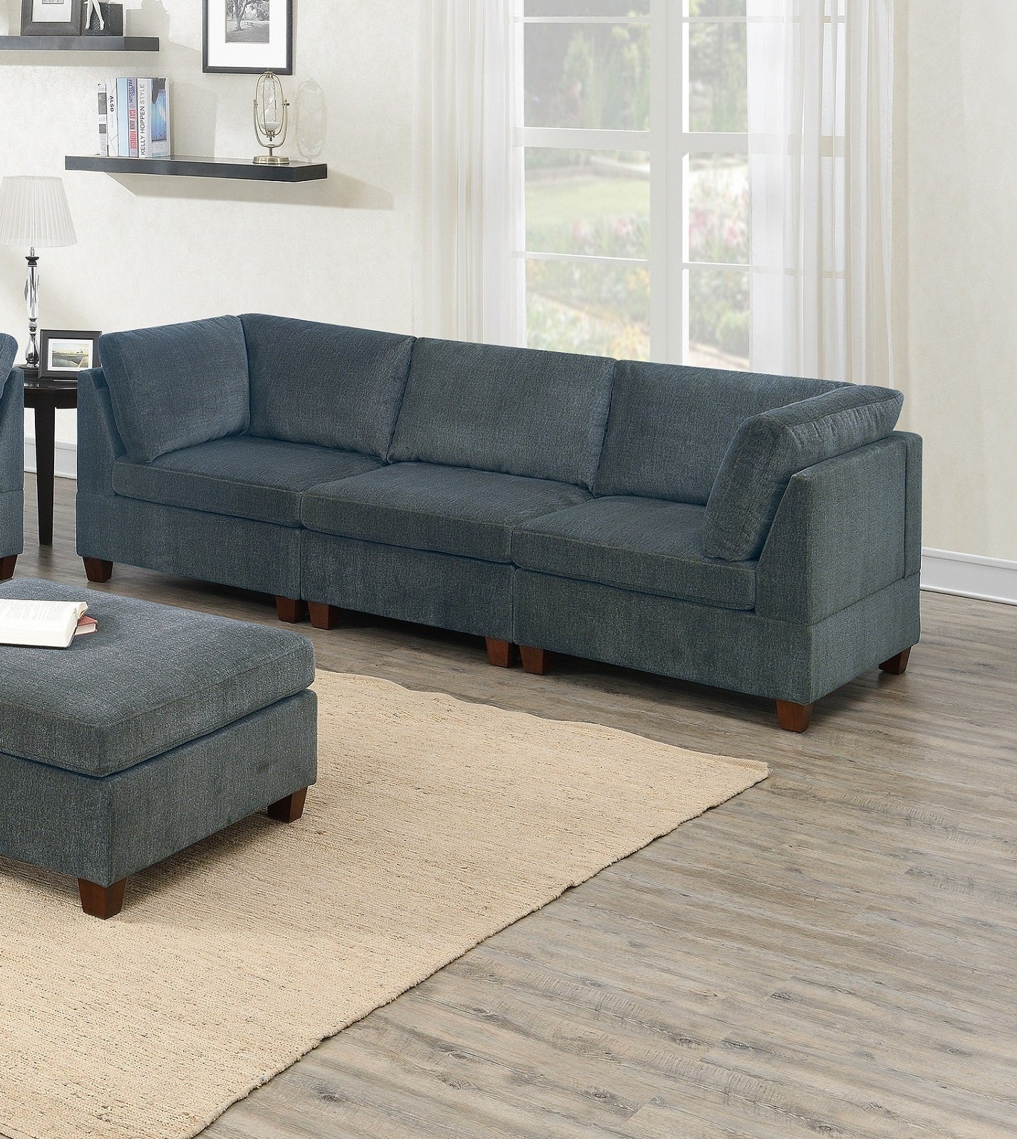 Grey Chenille Modular Sofa Set 6pc