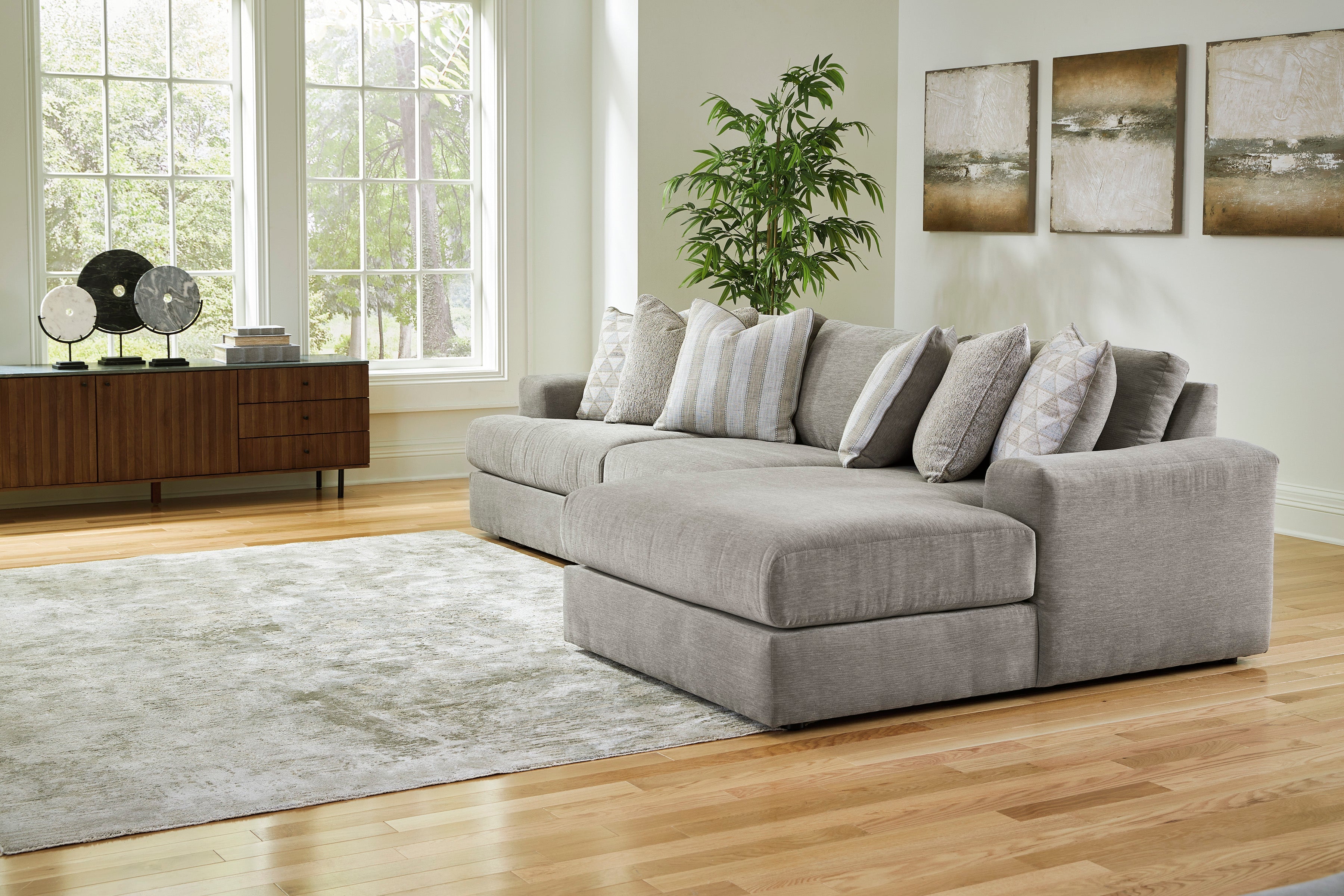 Ashley Avaliyah Ash Chenille Sectional with Chaise, view 3