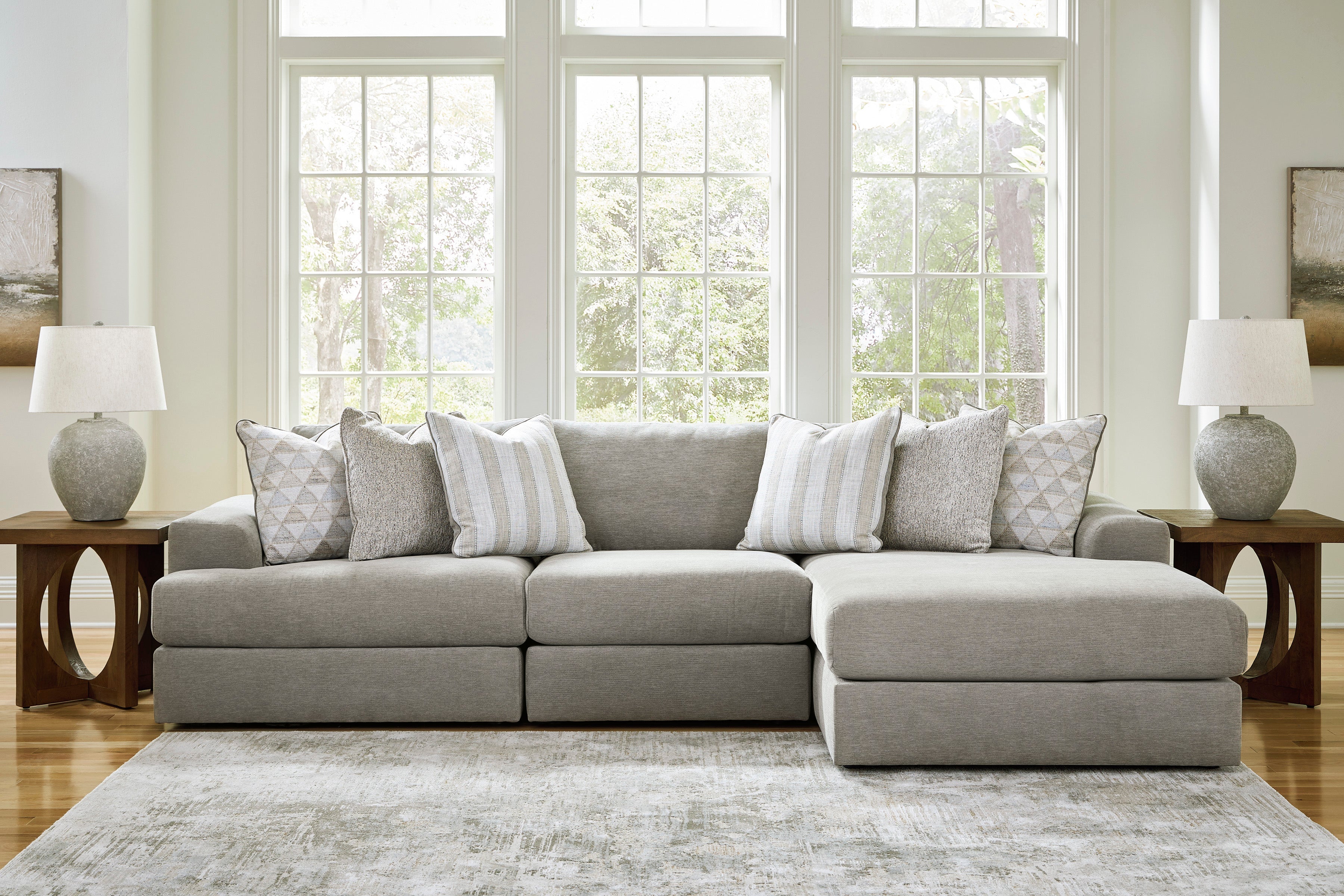 Ashley Avaliyah Ash Chenille Sectional with Chaise