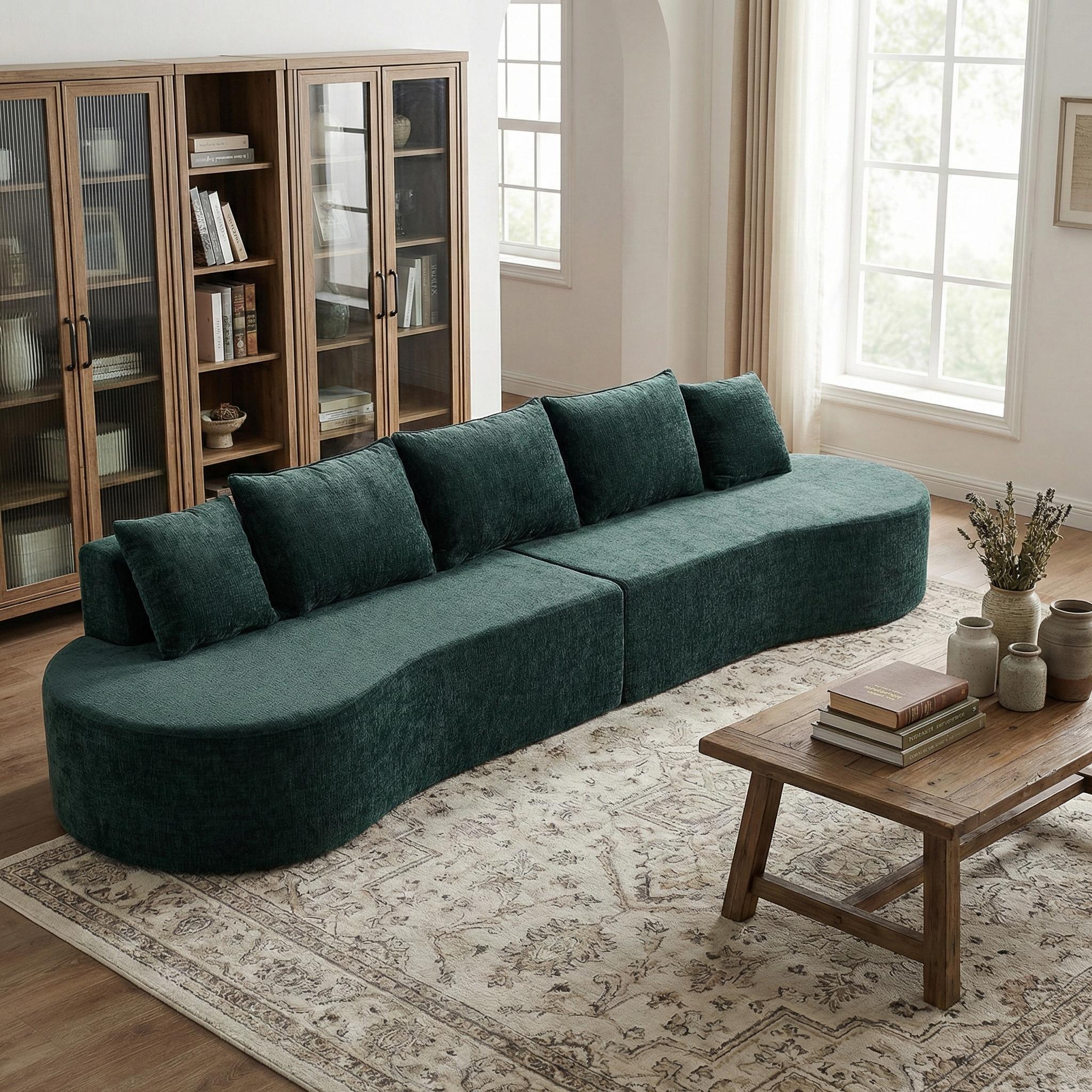 138.6' Modern Curved Modular Sectional Sofa with High-Density Fully Compressed Sponge, 2-Piece Set, Fully Assembled Left/Right Hand Facing, Perfect for Living Room, Lounge