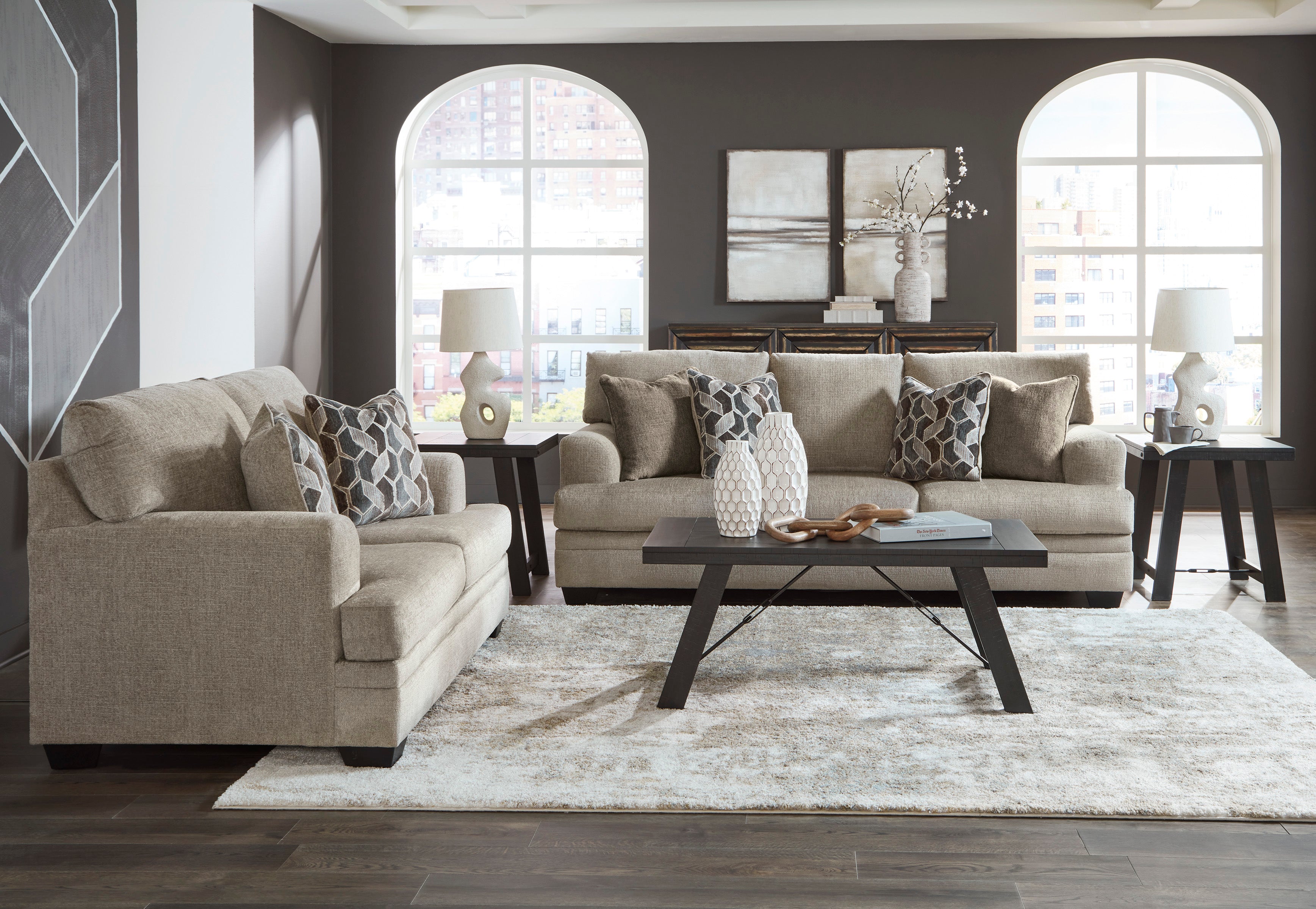 Ashley Stonemeade Taupe Sofa and Loveseat Set
