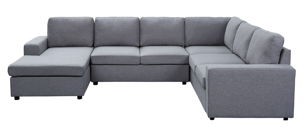 Dakota Light Gray Linen 6 Seat Reversible Modular Sectional Sofa Chaise