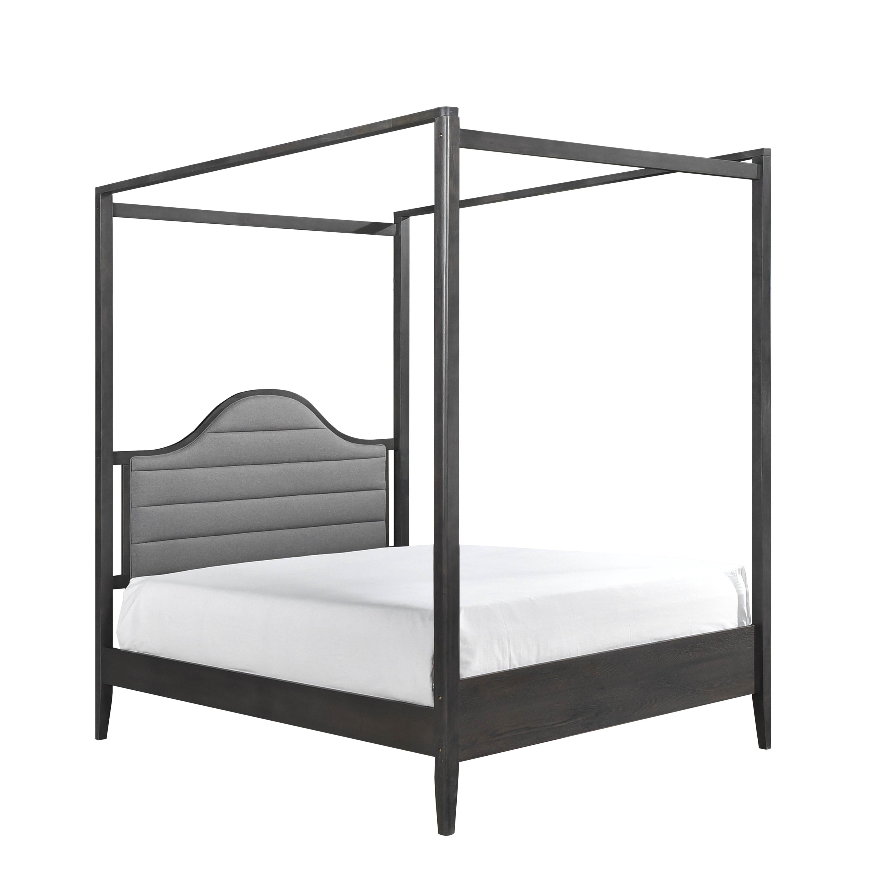 Upholstery Headboard Canopy Full Bed 1pc Wooden Bedroom Furniture