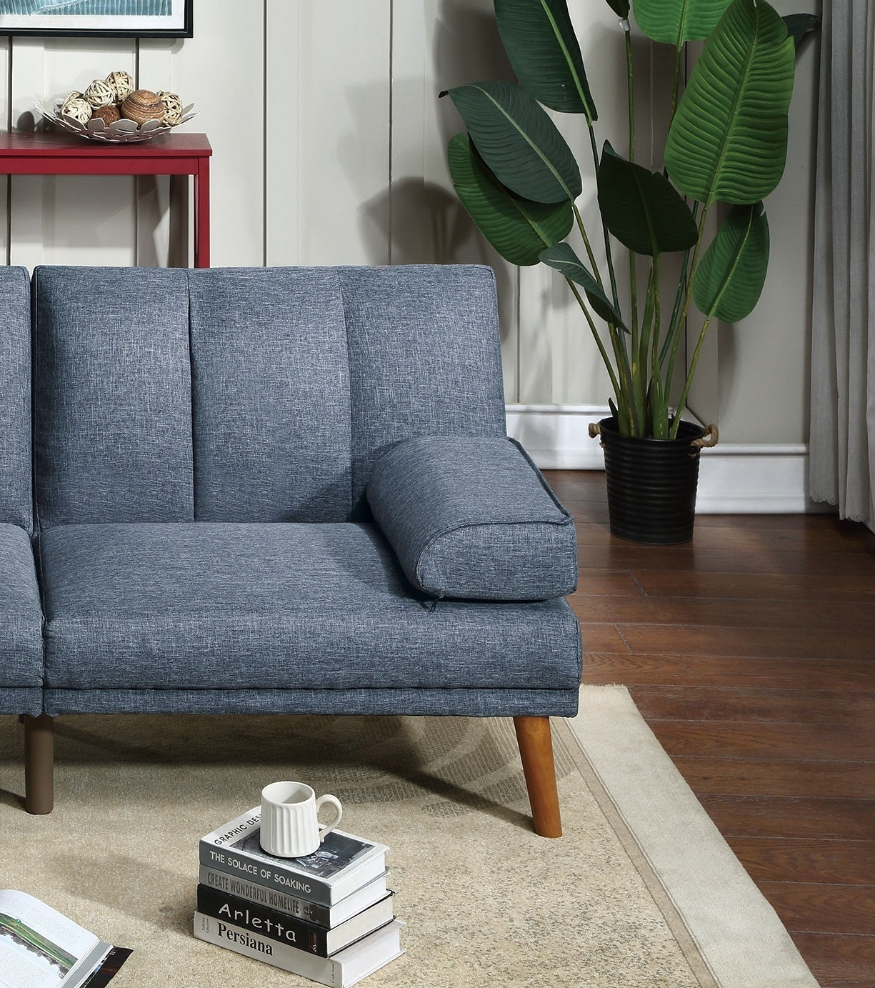 Navy Color 2pc Sectional w/ Solid wood Legs