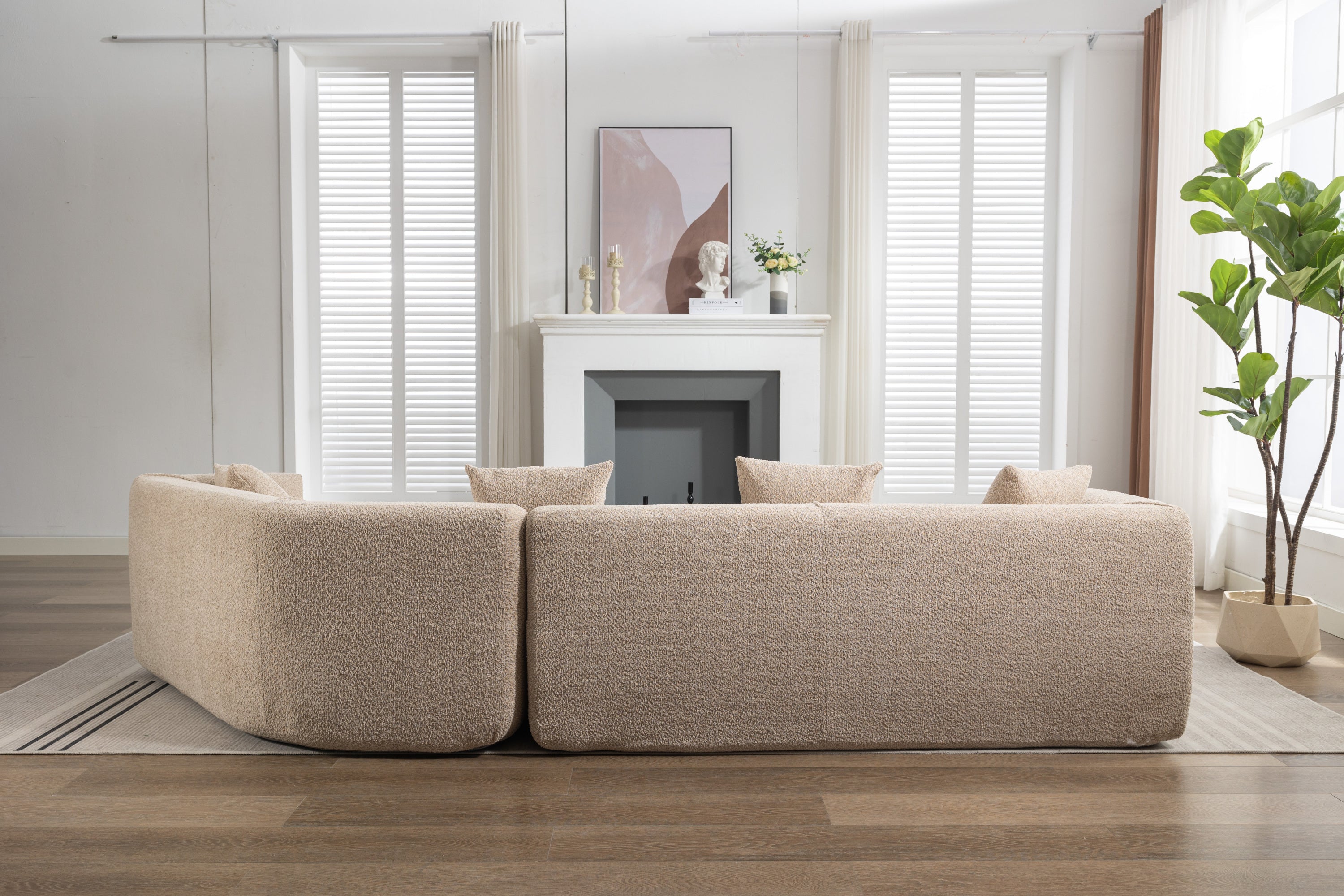 Modular Sectional Living Room Sofa Set, Modern Minimalist Style Couch, Upholstered Sleeper Sofa for Living Room, Bedroom, Salon, 2 PC Free Combination ,Anti-wrinkle,Boucle fabric,Light Brown