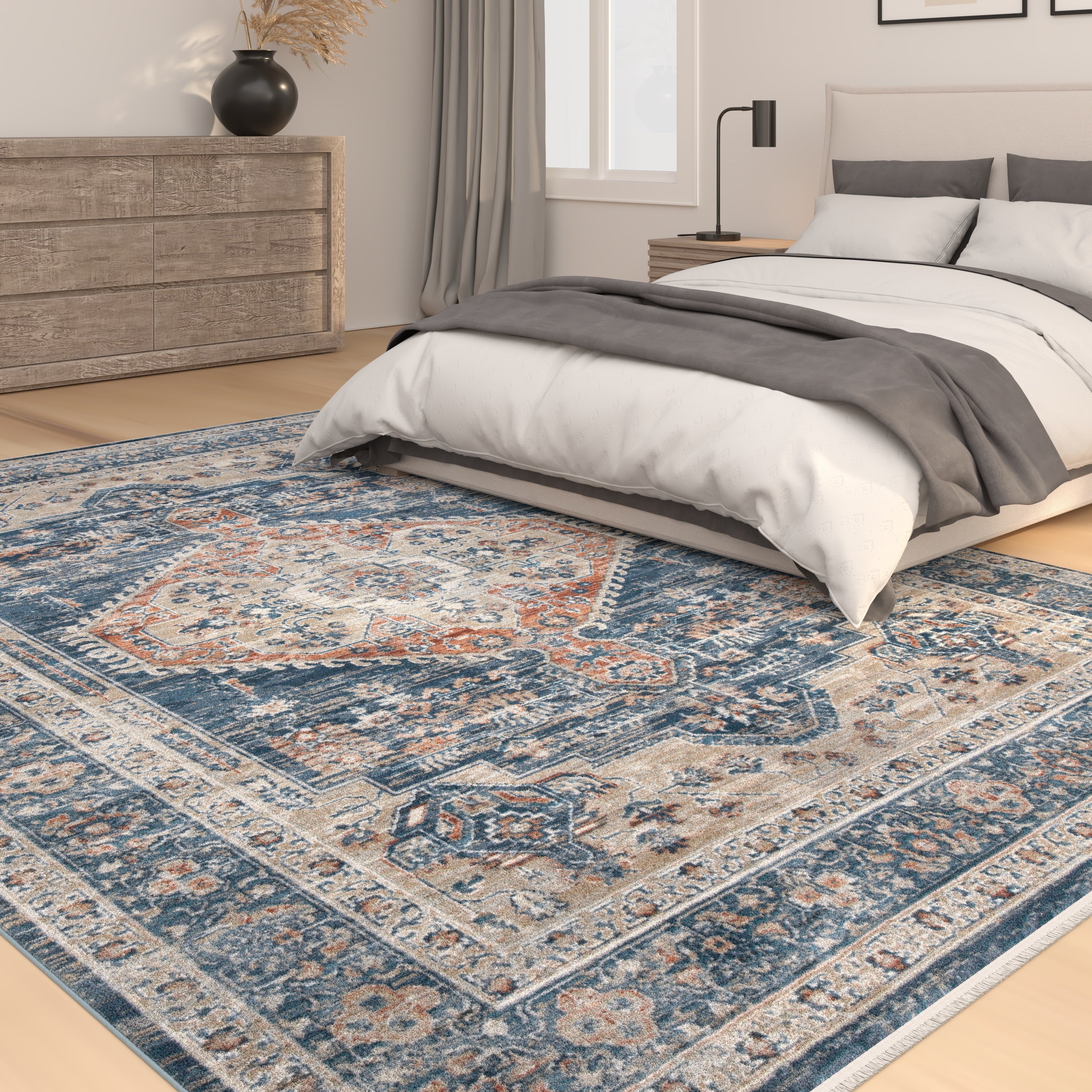 Wasilla Blue/Pink/Rust Area Rug 4x6