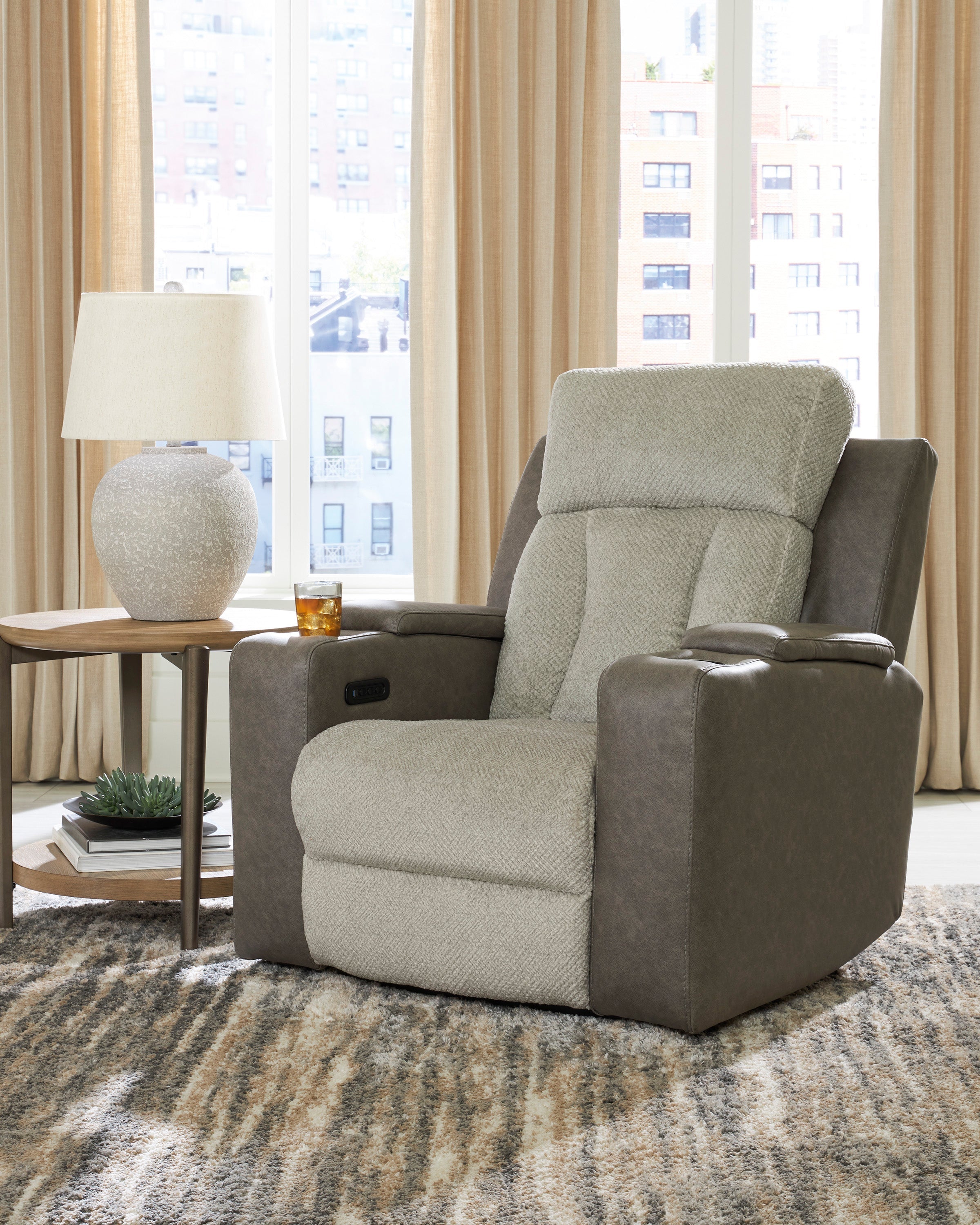Ashley WhipLash Sisal Power Reclining Set with Heat and Massage, view 2
