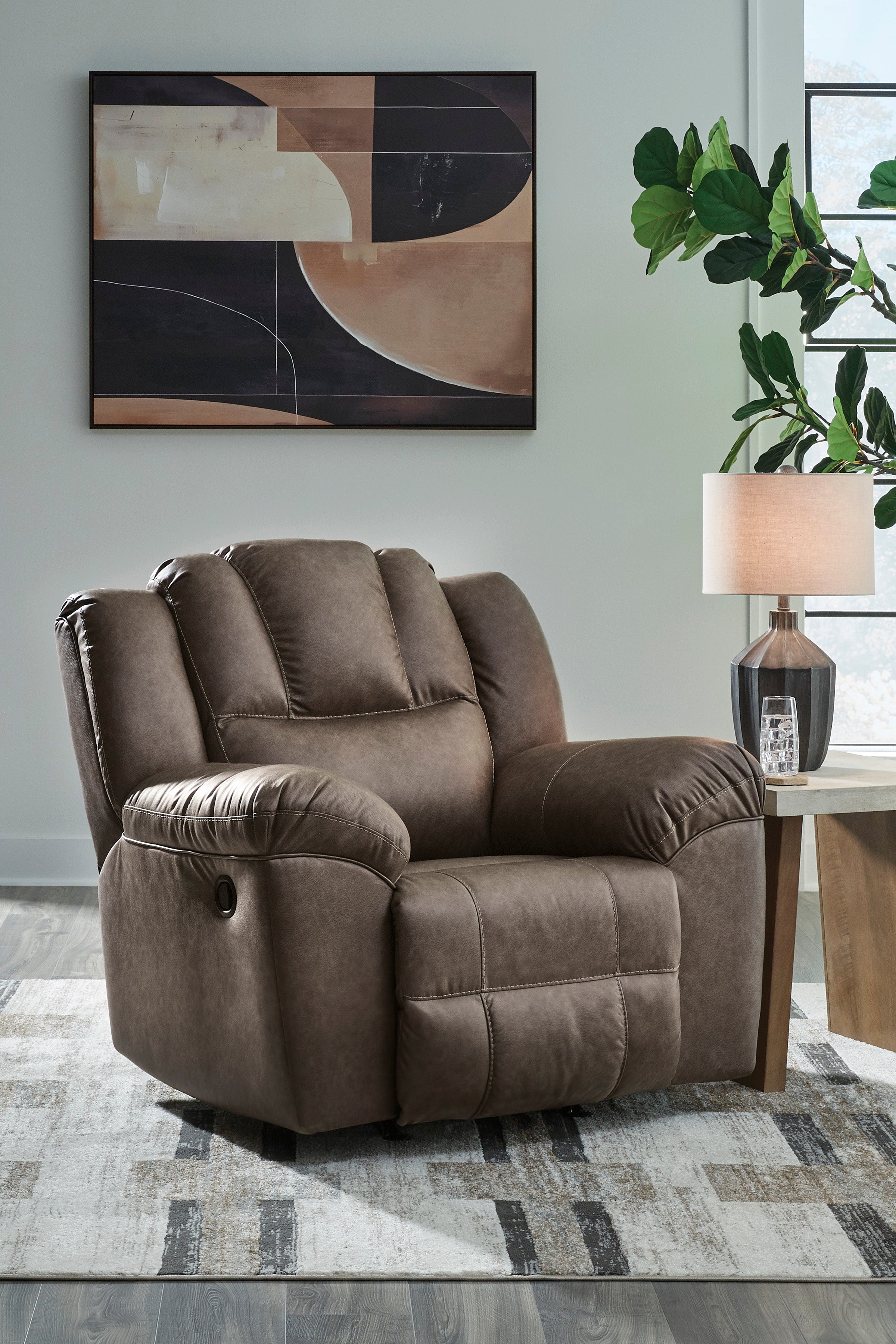 Ashley Lowilla Driftwood Faux Leather Reclining Set, view 3