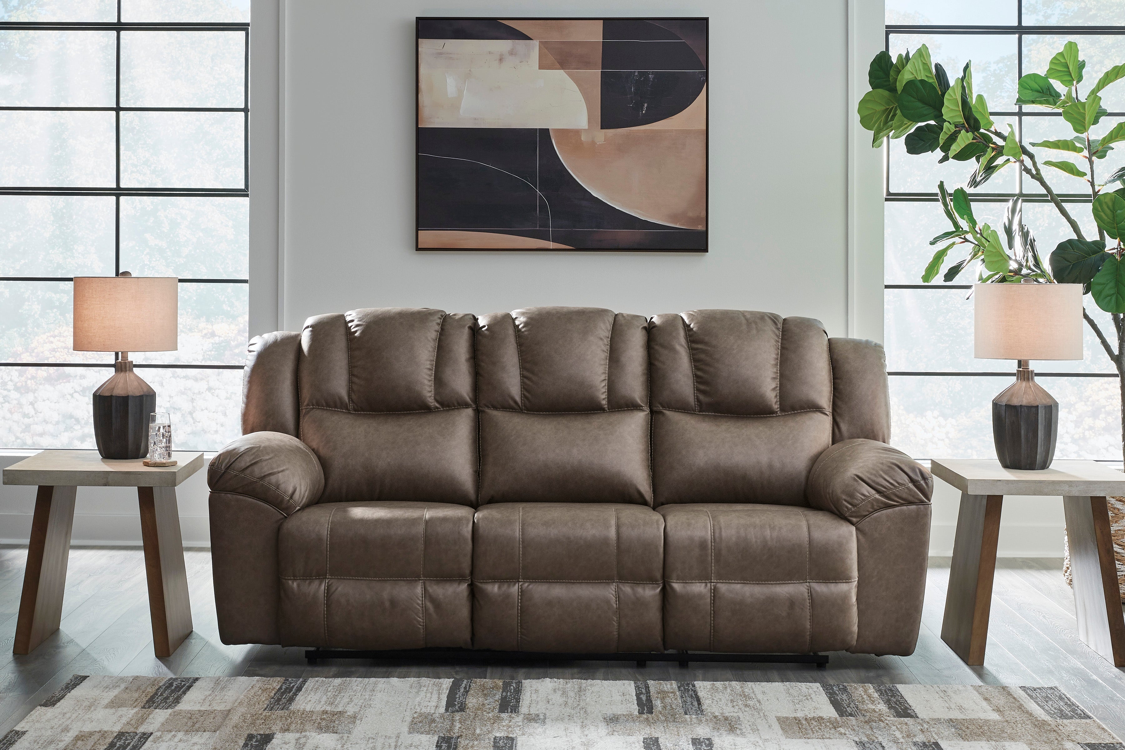 Ashley Lowilla Driftwood Faux Leather Reclining Set, view 4